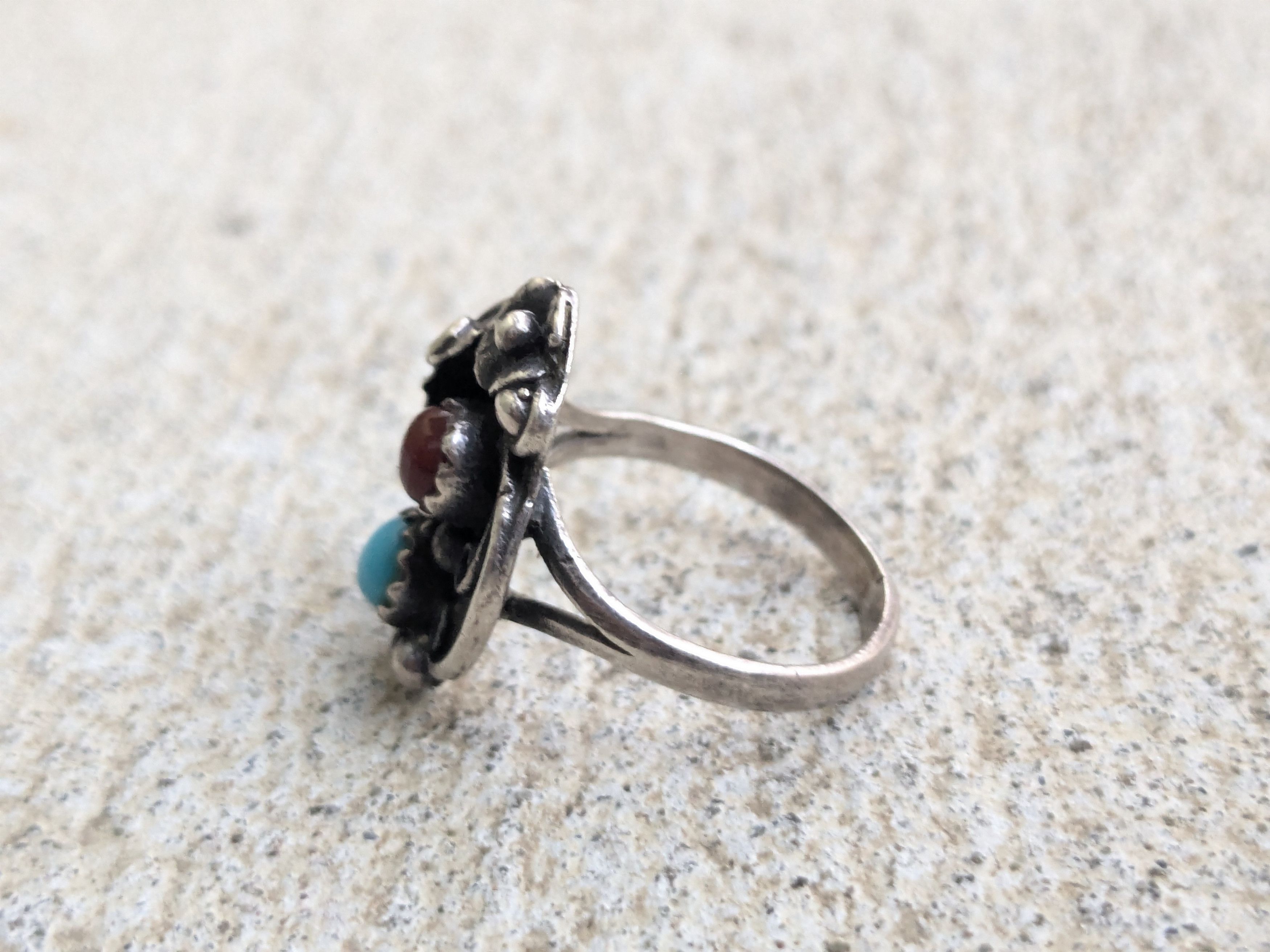 Jewelry × Sterling Silver Vintage Sterling Silver Ring Turquoise Agate 5.75 Native Size ONE SIZE - 3 Thumbnail