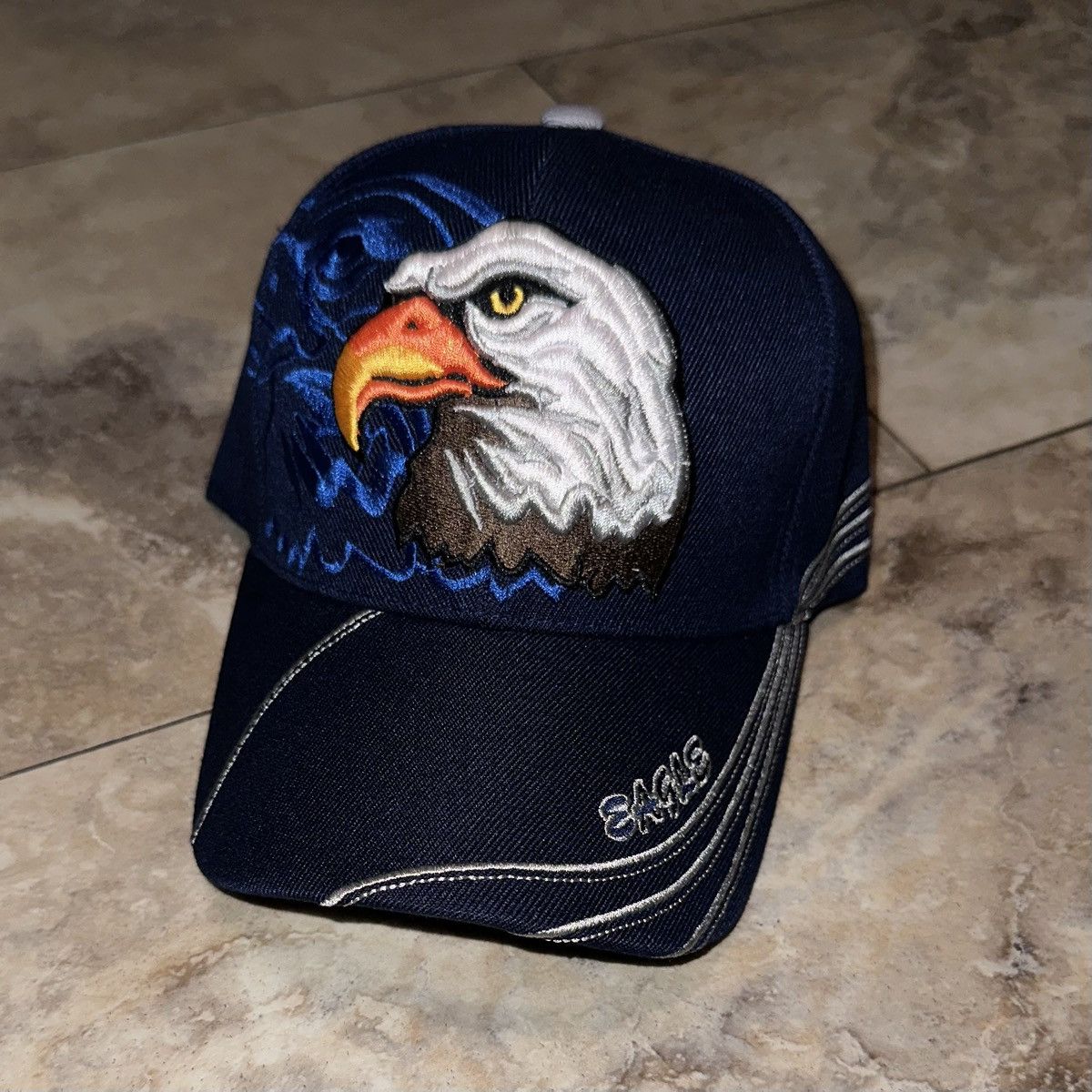 Other Vintage Y2K Bald Eagle Embroidered Strapback Hat Navy Size ONE SIZE - 1 Thumbnail