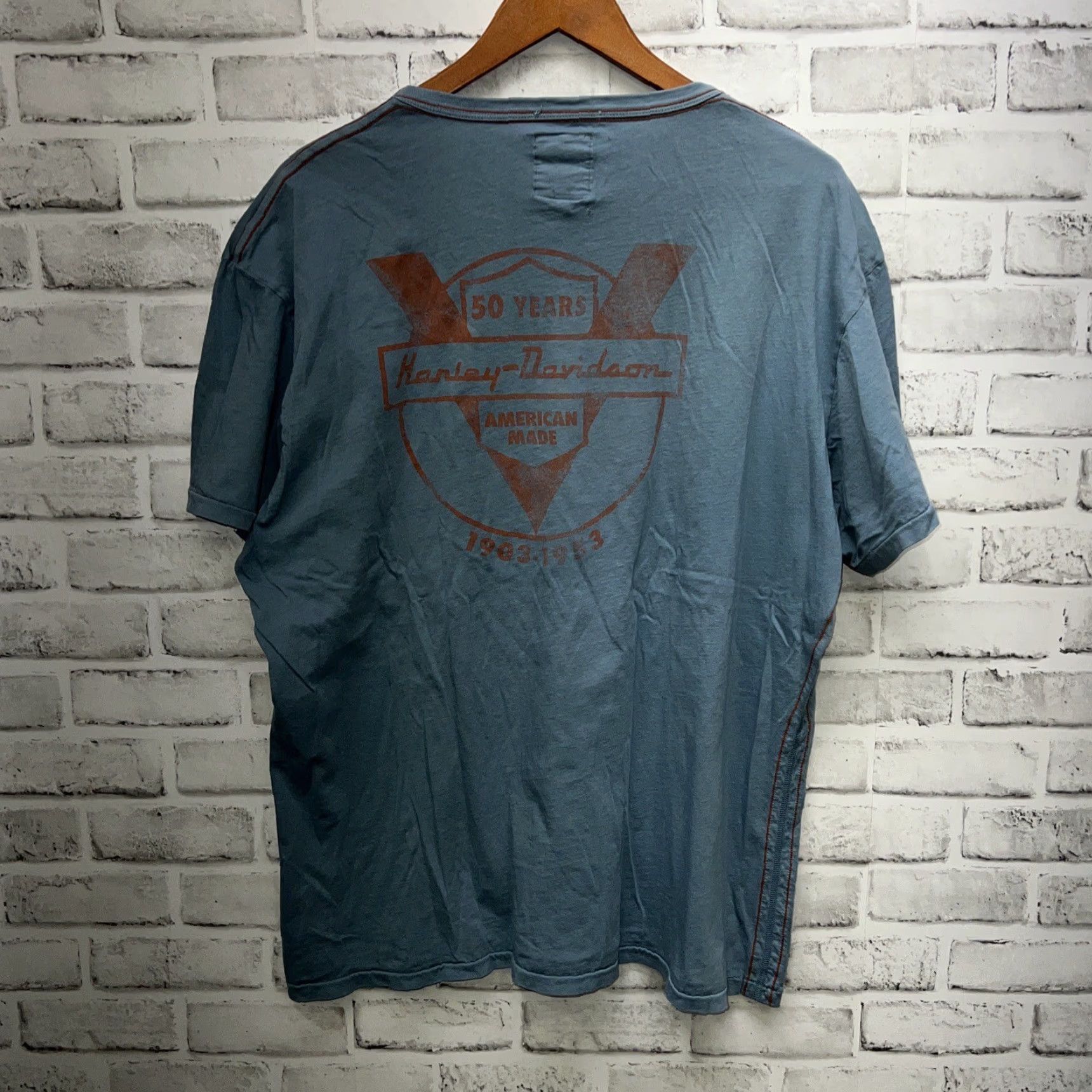 Harley Davidson Harley-Davidson Original Motor Legend Blue T-Shirt Mens XL Size Size US XL / EU 56 / 4 - 4 Thumbnail