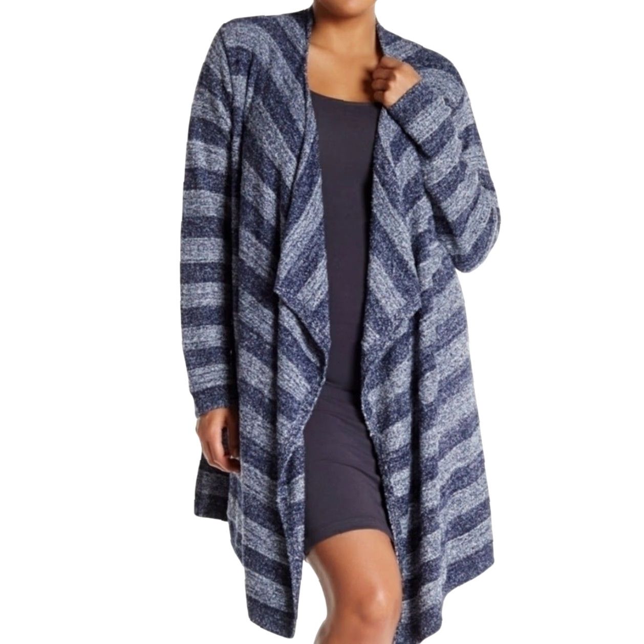 Vintage VINTAGE Barefoot Dreams Cardigan Sweater Navy Blue Stripe Bamboo Chic Lite L Women Long Sleeve Knit Casual Mens Womens Size L / US 10 / IT 46 - 7 Thumbnail