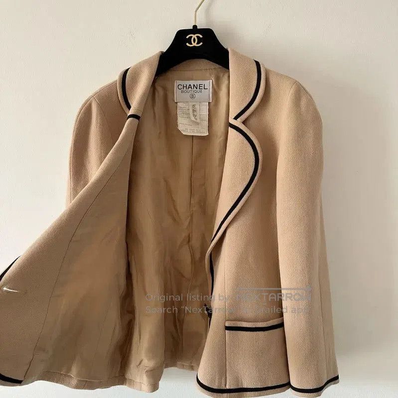 Chanel Chanel Beige Wool Women's Jacket . Size L / US 10 / IT 46 - 3 Thumbnail