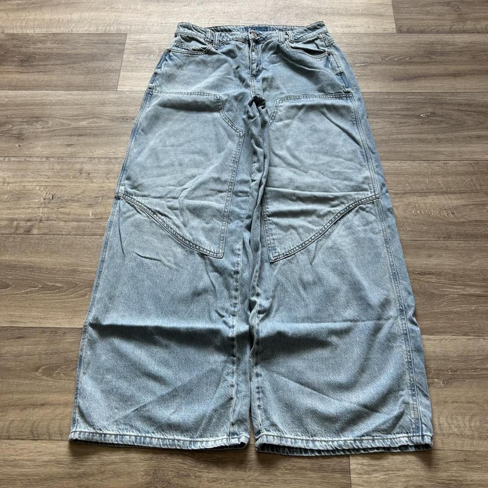 Other Vintage Baggy Wide Leg Double Knee Denim Jeans size 28” Size 30" / US 8 / IT 44 - 3 Thumbnail