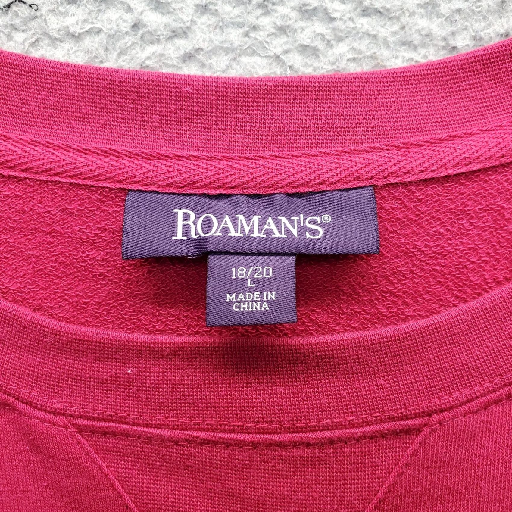 Vintage Roaman’s Sweatshirt Womens L Pink Crochet Lattice Sleeve Round Neck Pullover Size L / US 10 / IT 46 - 6 Thumbnail
