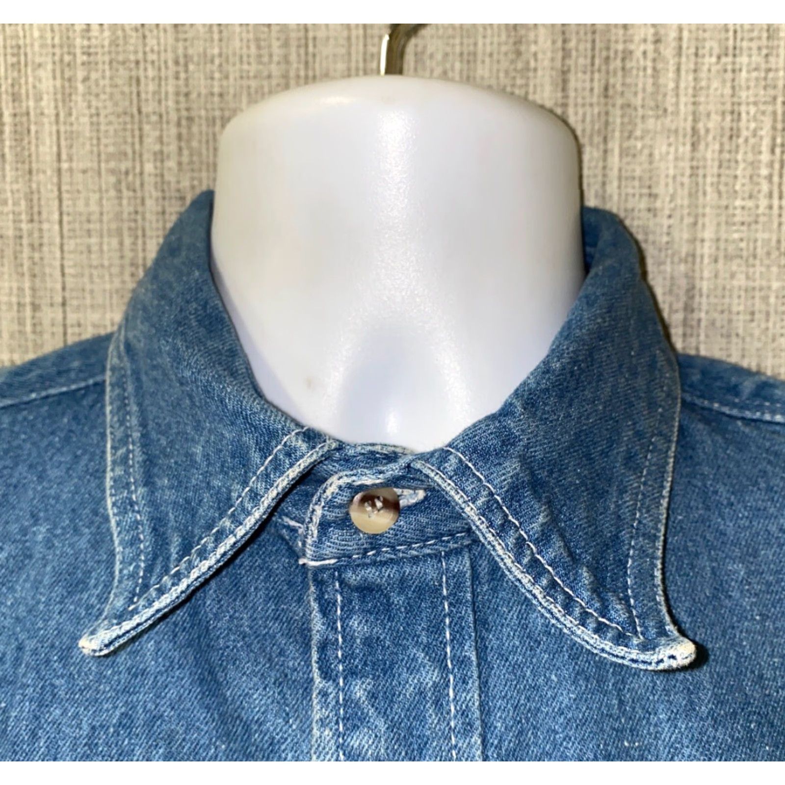 Denime Gary Messe Mens Denim Button-Up Shirt Blue Short Sleeve Size L Regular Cotton Denim Shirt Men Casual Button Front Size US L / EU 52-54 / 3 - 3 Thumbnail