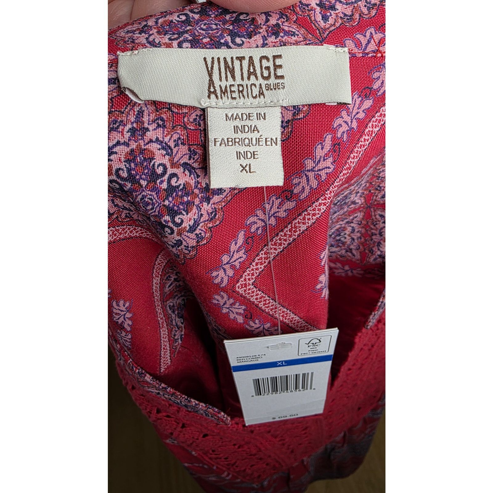 Other Vintage America Boho Peasant Blouse Red Embroidered Lace Size XL / US 12-14 / IT 48-50 - 5 Thumbnail