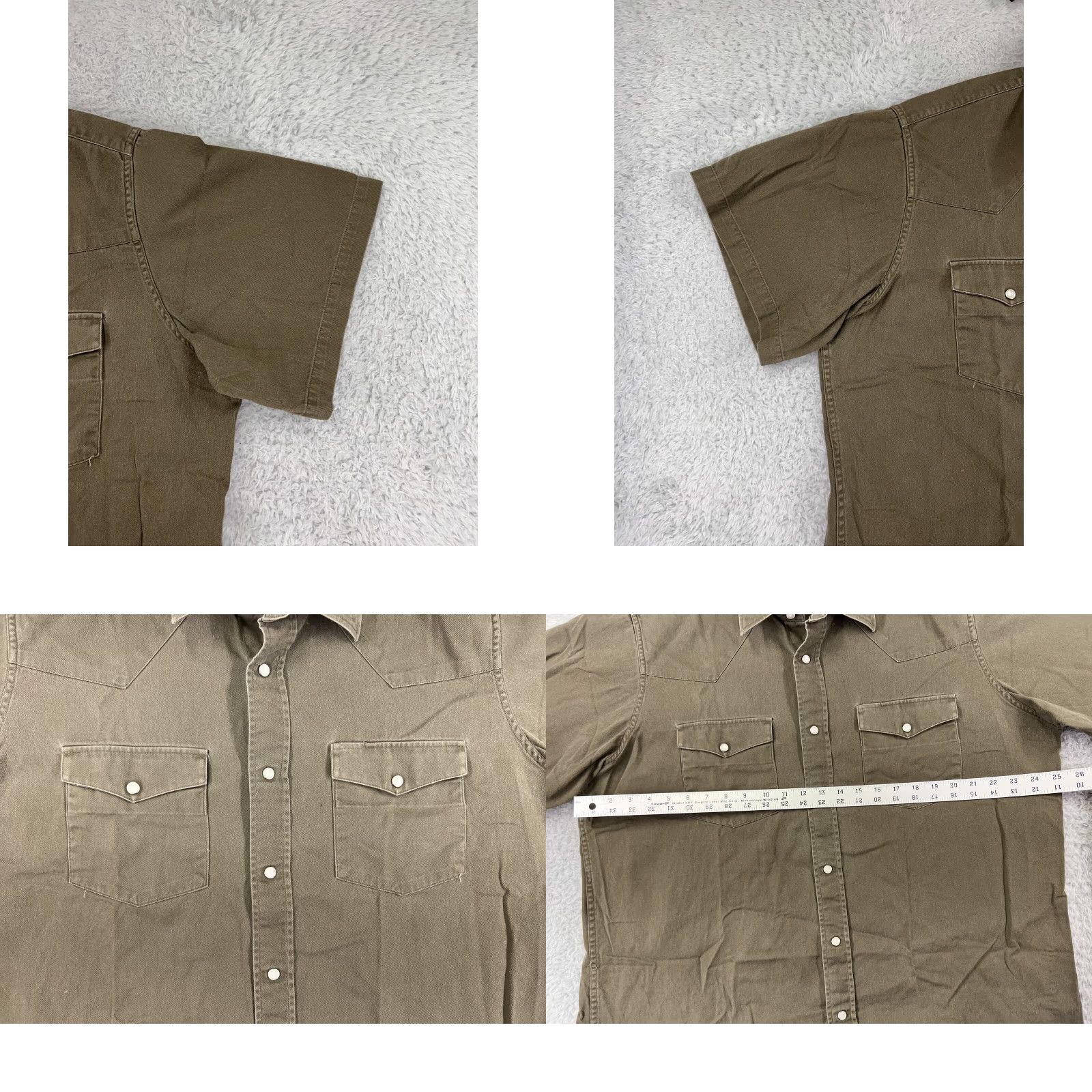 Vintage Gibson Shirt Mens Button-Up Twill Green 100% Cotton Casual, Workwear, Travel Short Sleeve Pockets Button-Down XL Size US XL / EU 56 / 4 - 8 Thumbnail