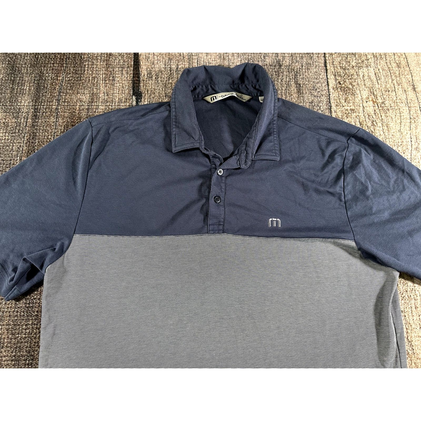 TravisMathew Travis Mathew Blocked Striped Polo Shirt Mens Lg Blue Gray Size US L / EU 52-54 / 3 - 2 Thumbnail