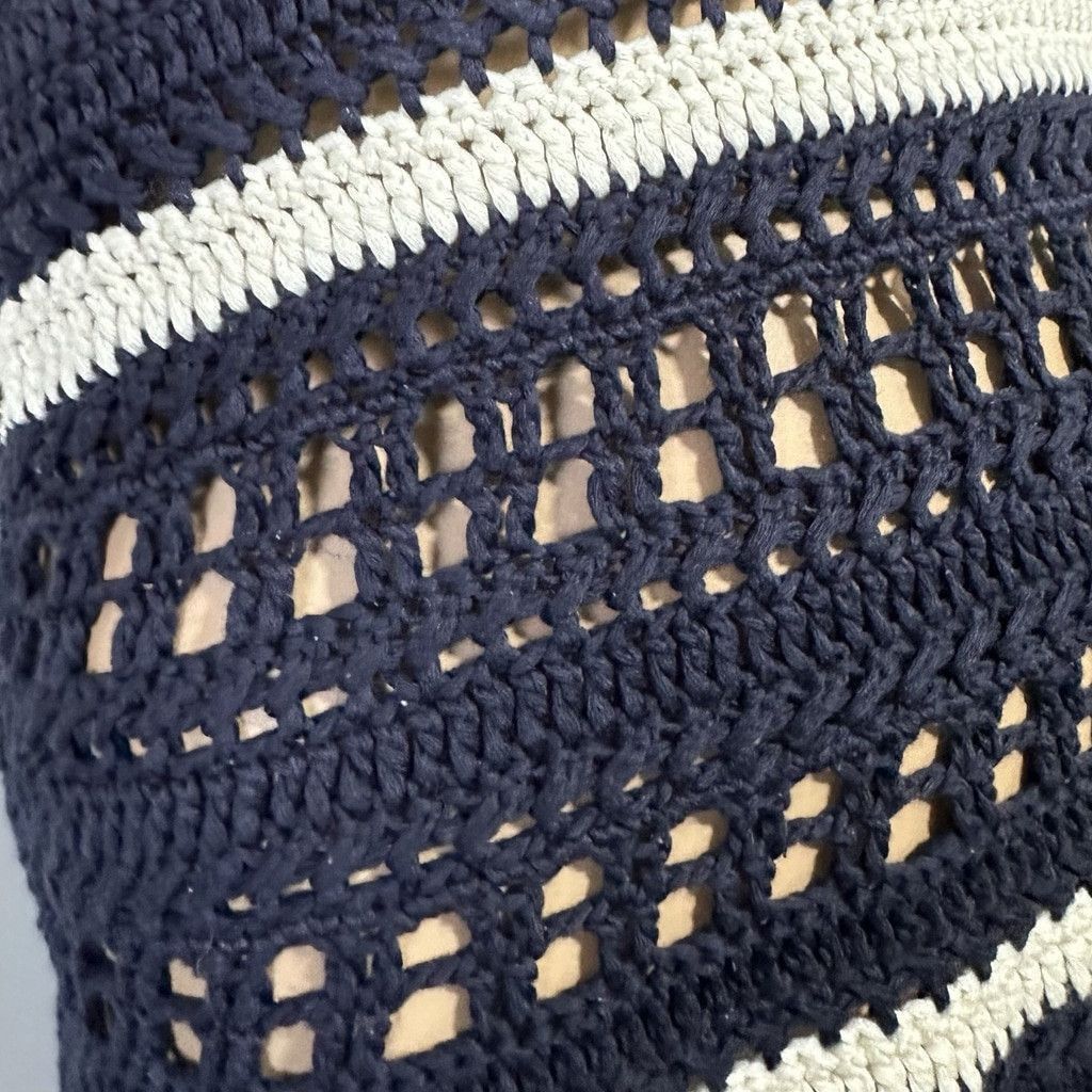 Other Y2K Lovemarks Halter Top Crochet Large Navy Stripes Tasseled Size L / US 10 / IT 46 - 8 Thumbnail