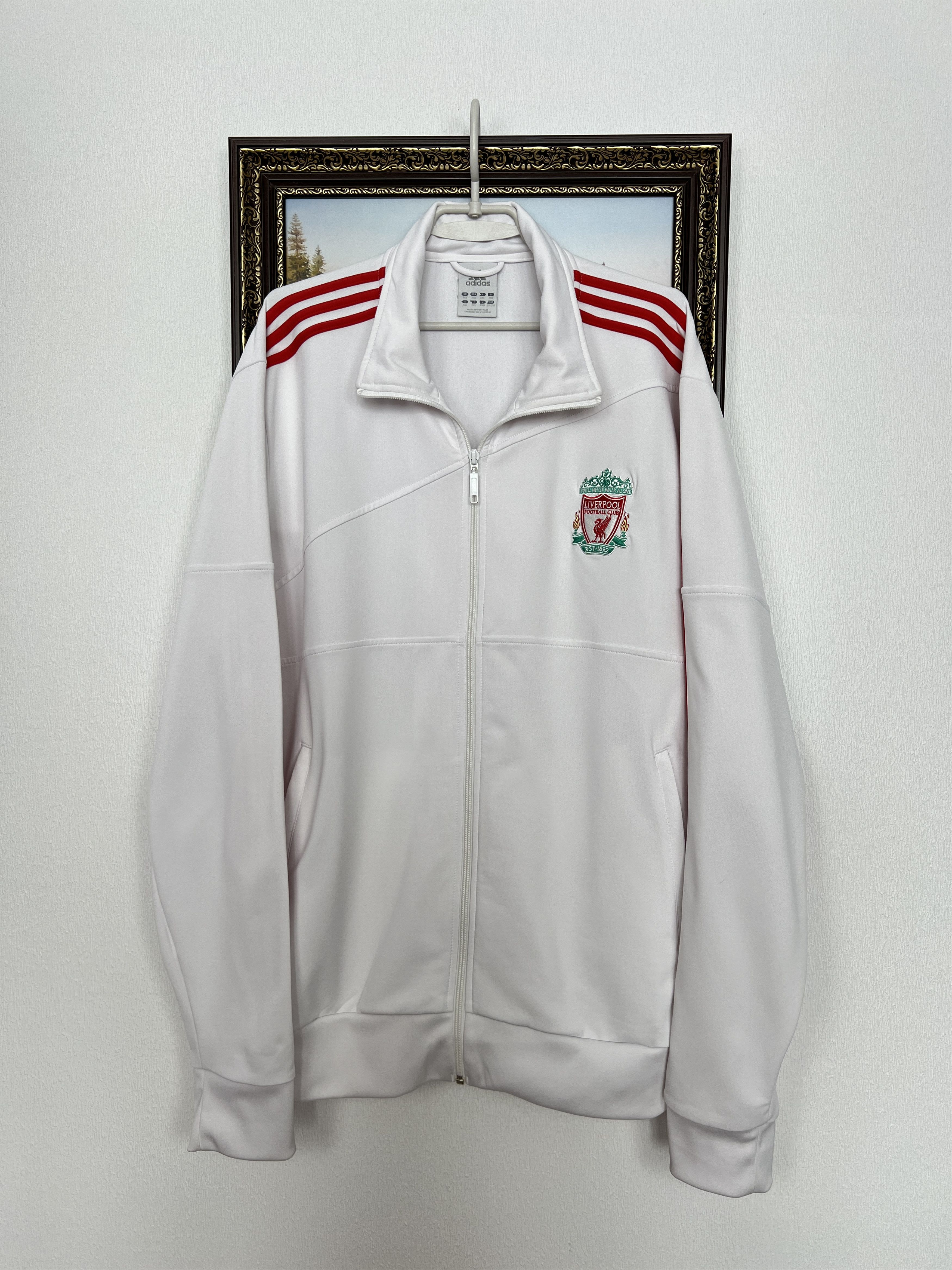 Adidas Vintage Adidas Liverpool White Football Jacket Soccer Size US XXL / EU 58 / 5 - 1 Thumbnail