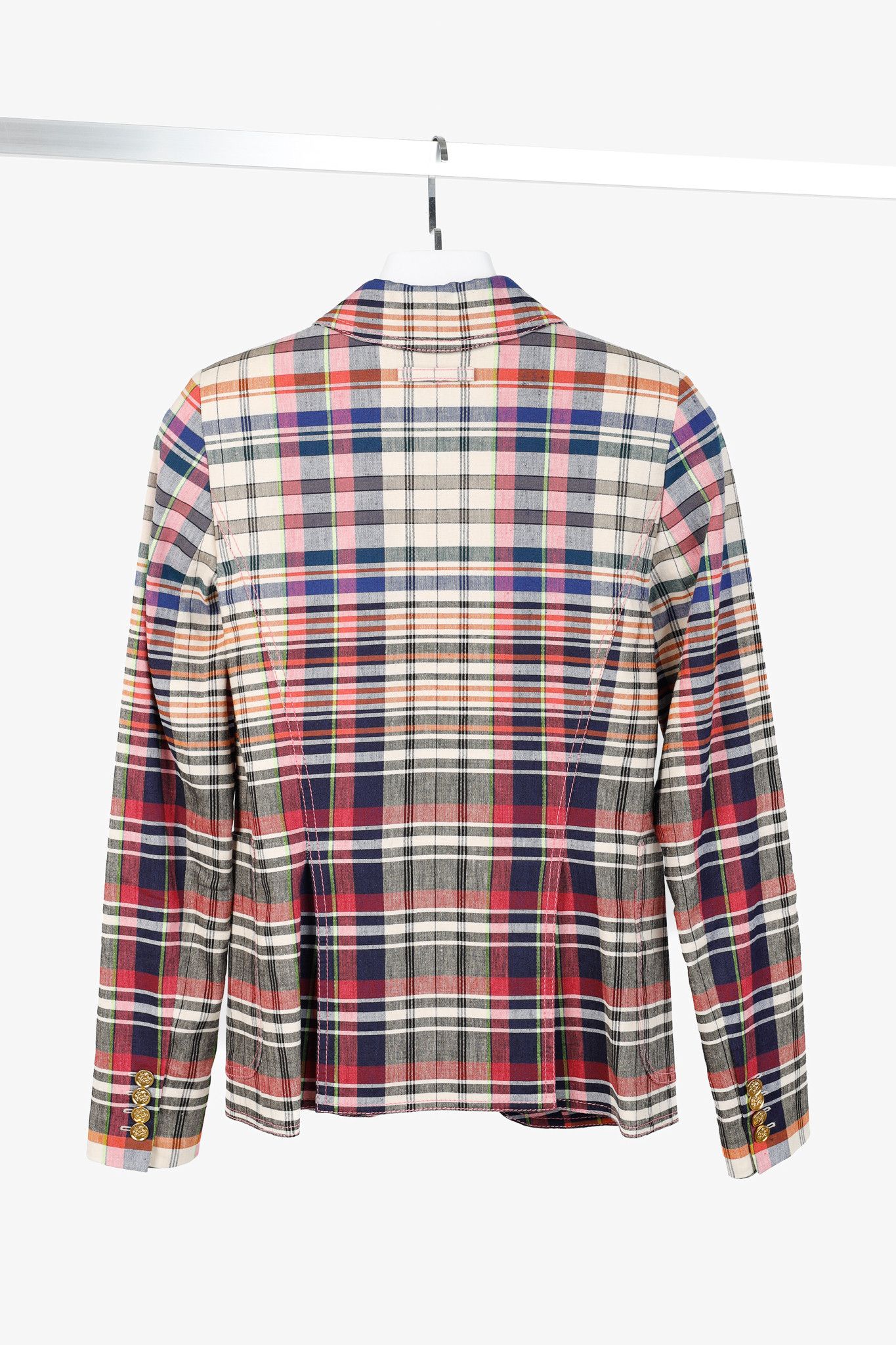 SMYTHE Smythe Patch Pocket Duchess Madras Plaid Blazer Size S / US 4 / IT 40 - 2 Thumbnail