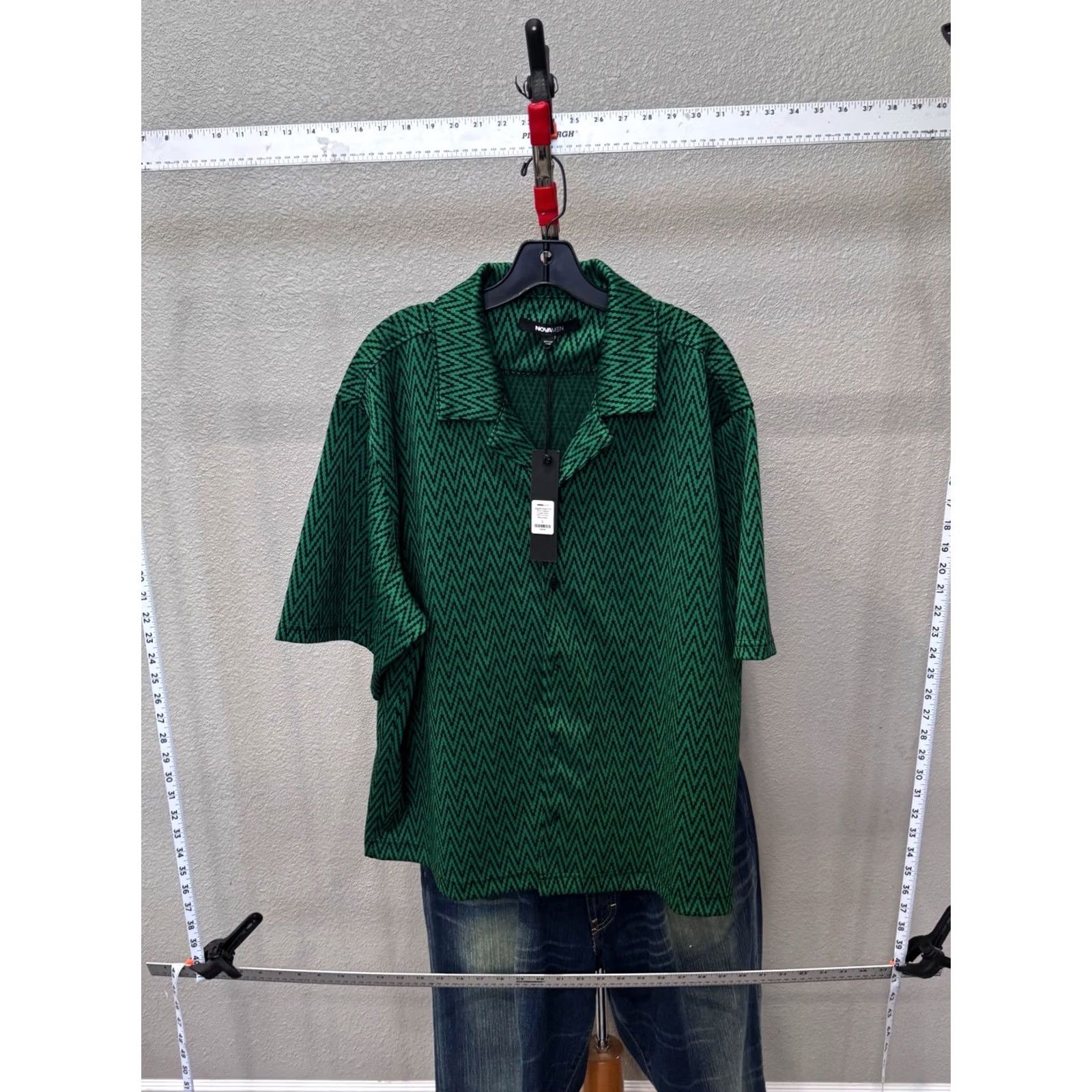 Fashion Nova Fashion Nova Shirt Short Sleeve NWT Thick Green Zig Pattern Large L Multicolor Mens Shirt Size US L / EU 52-54 / 3 - 3 Thumbnail
