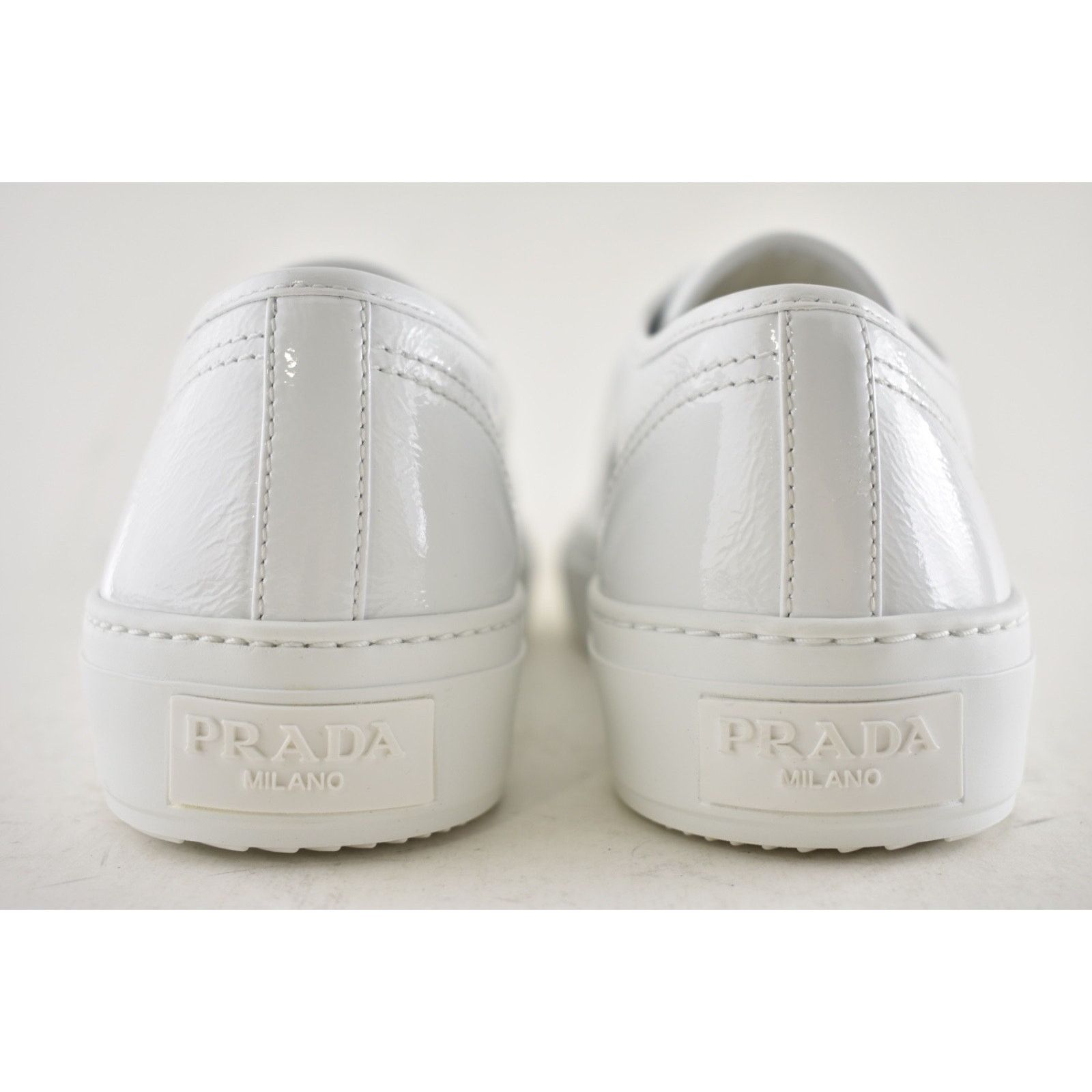 Prada Prada Smash Patent Logo Lace Up Flat Low Top Sneaker 38.5 Size US 8.5 / IT 38.5 - 16 Thumbnail