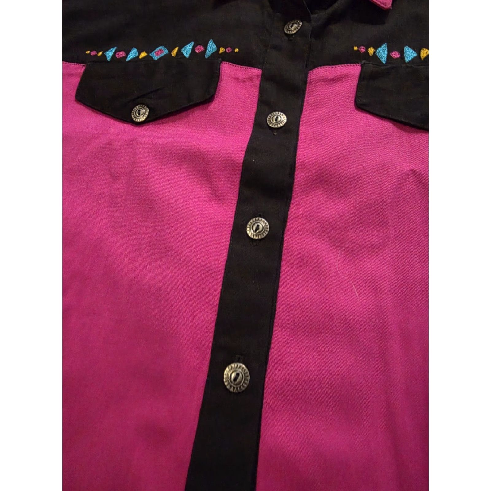 CO VINTAGE Ozark Mountain Jean Co Women's Western Rodeo Button Up Aztec Pink Small Size 28" / US 6 / IT 42 - 5 Thumbnail
