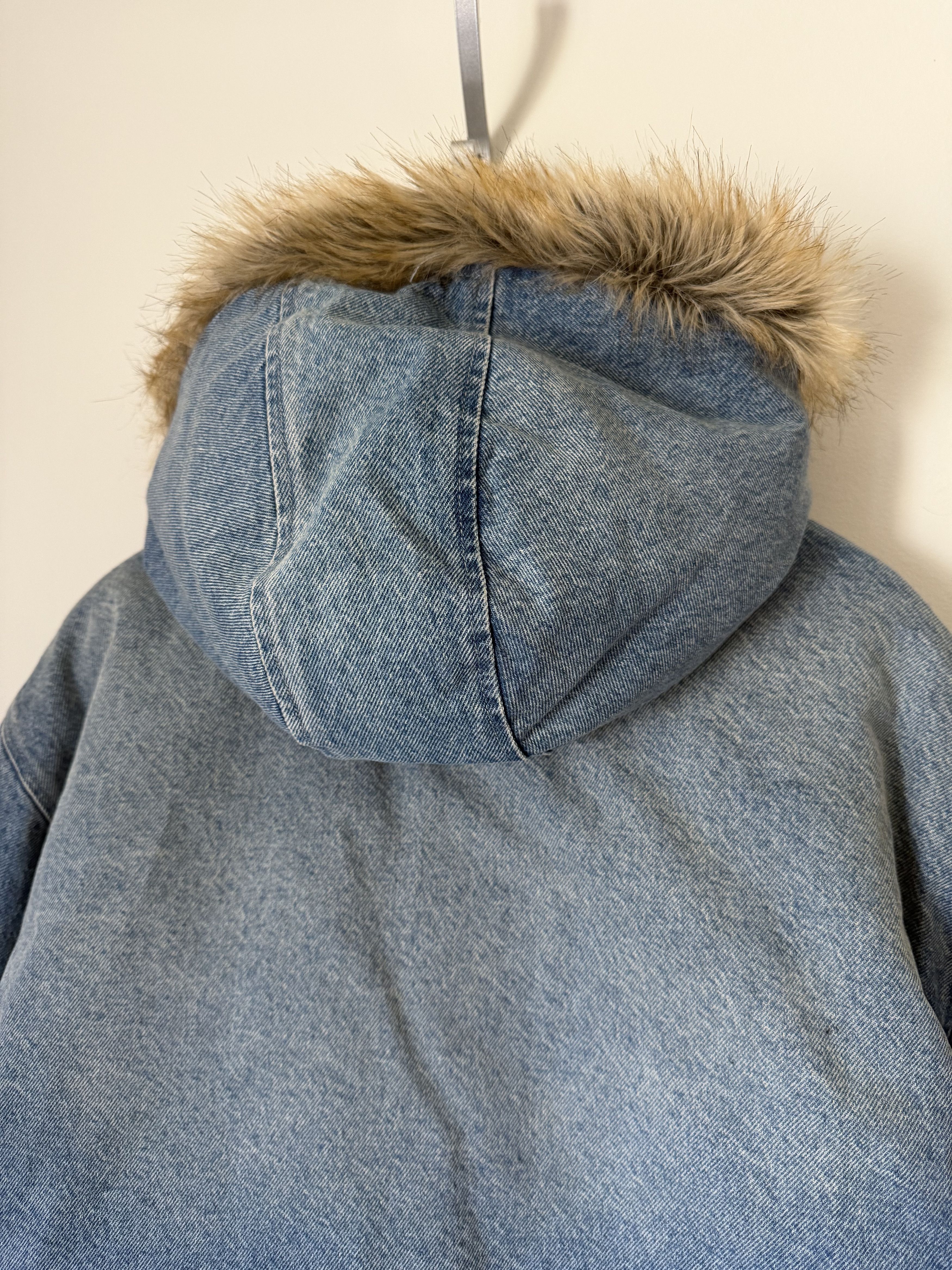 Supreme Supreme Faux Fur Reversible Hooded Work Jacket in Denim Size US XL / EU 56 / 4 - 12 Thumbnail
