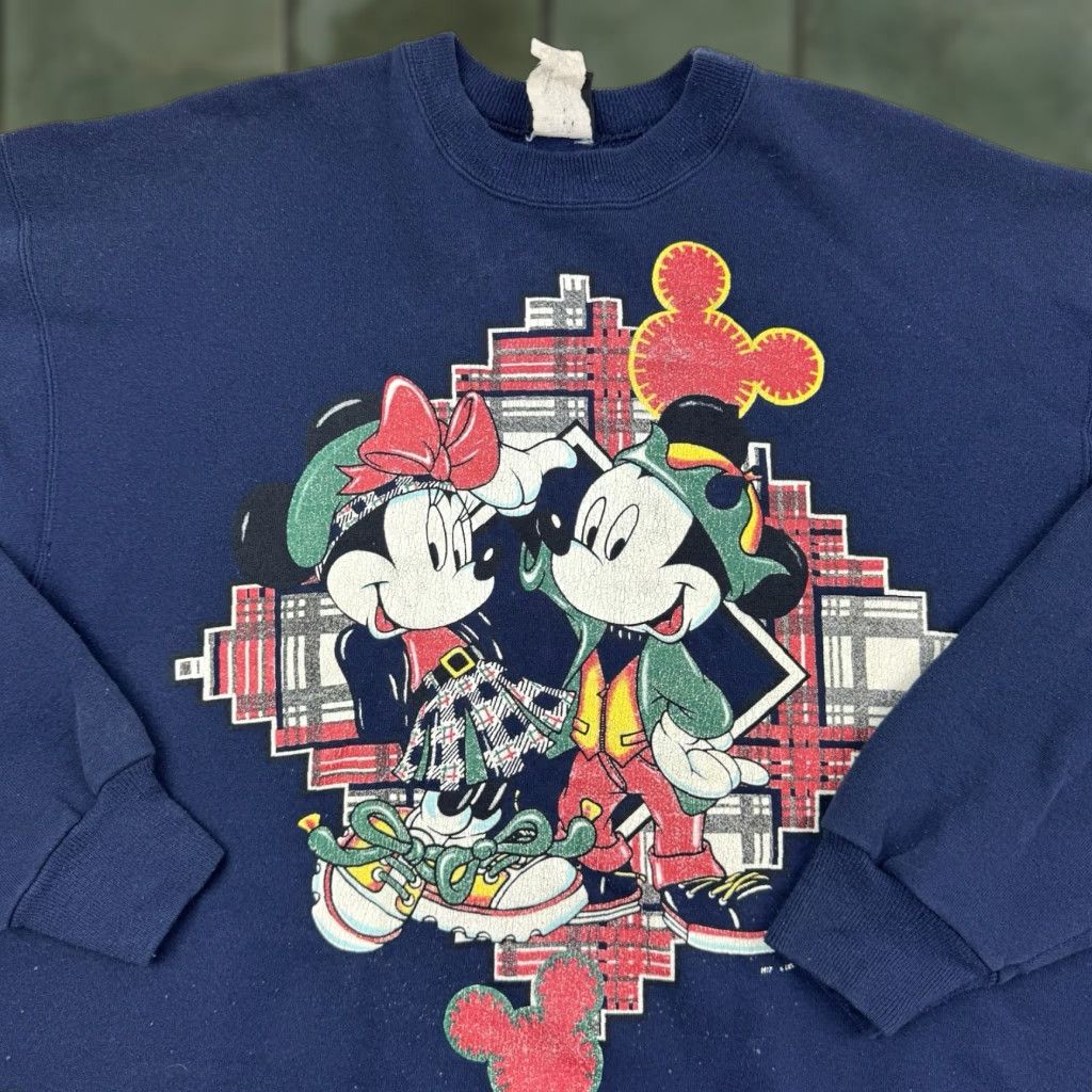 Disney Vintage Disney Sweatshirt Adult Large Blue World Minnie Mouse Mickey Mouse 90s Size US L / EU 52-54 / 3 - 1 Thumbnail