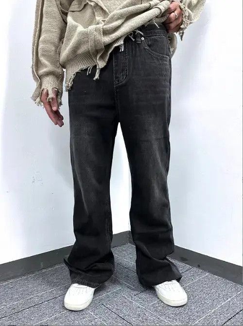 Jean Black distressed trendy American retro bootcut jeans Size US 32 / EU 48 - 8 Thumbnail