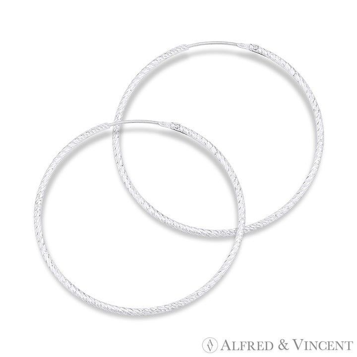 Other Diamond-Cut Pave Tube Hoop Earrings in .925 Sterling Silver Size ONE SIZE - 1 Preview