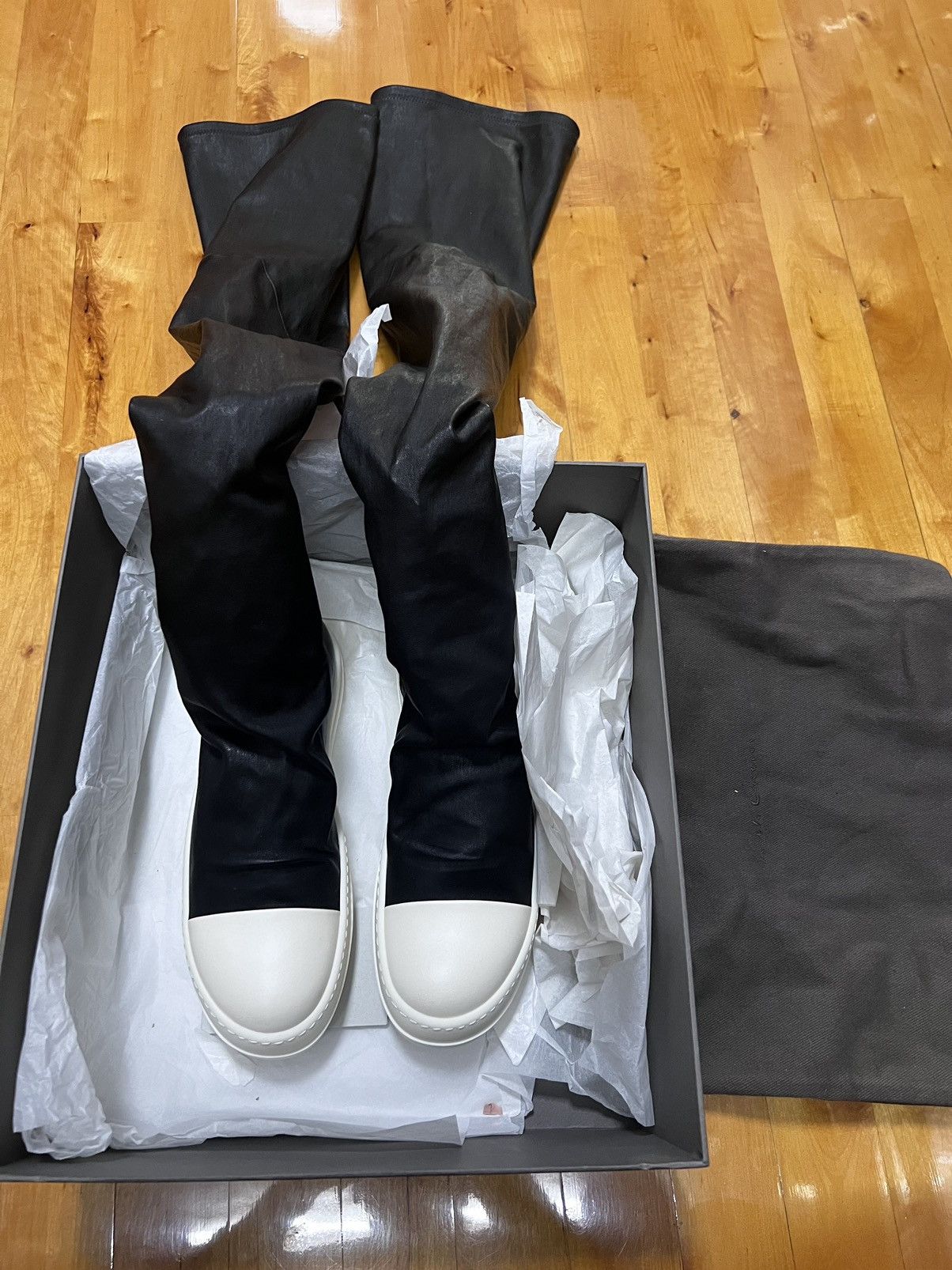 Rick Owens Rick owens mainline leather thigh high stocking sz 40 Size US 10 / IT 40 - 1 Thumbnail