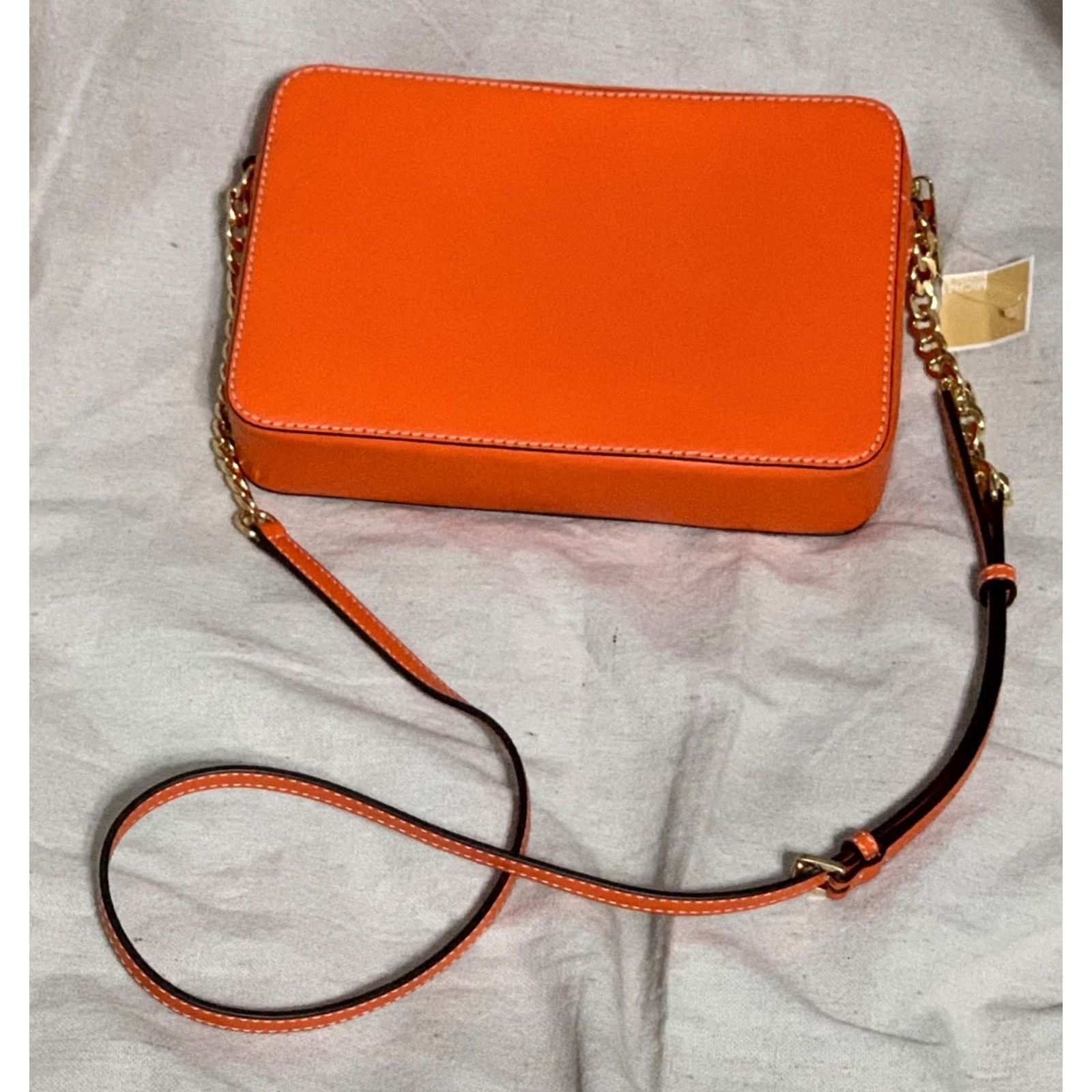 Michael Kors Michael Kors JET SET Crossbody Handbag Poppy Orange Woven Leather Purse Women Size ONE SIZE - 3 Thumbnail