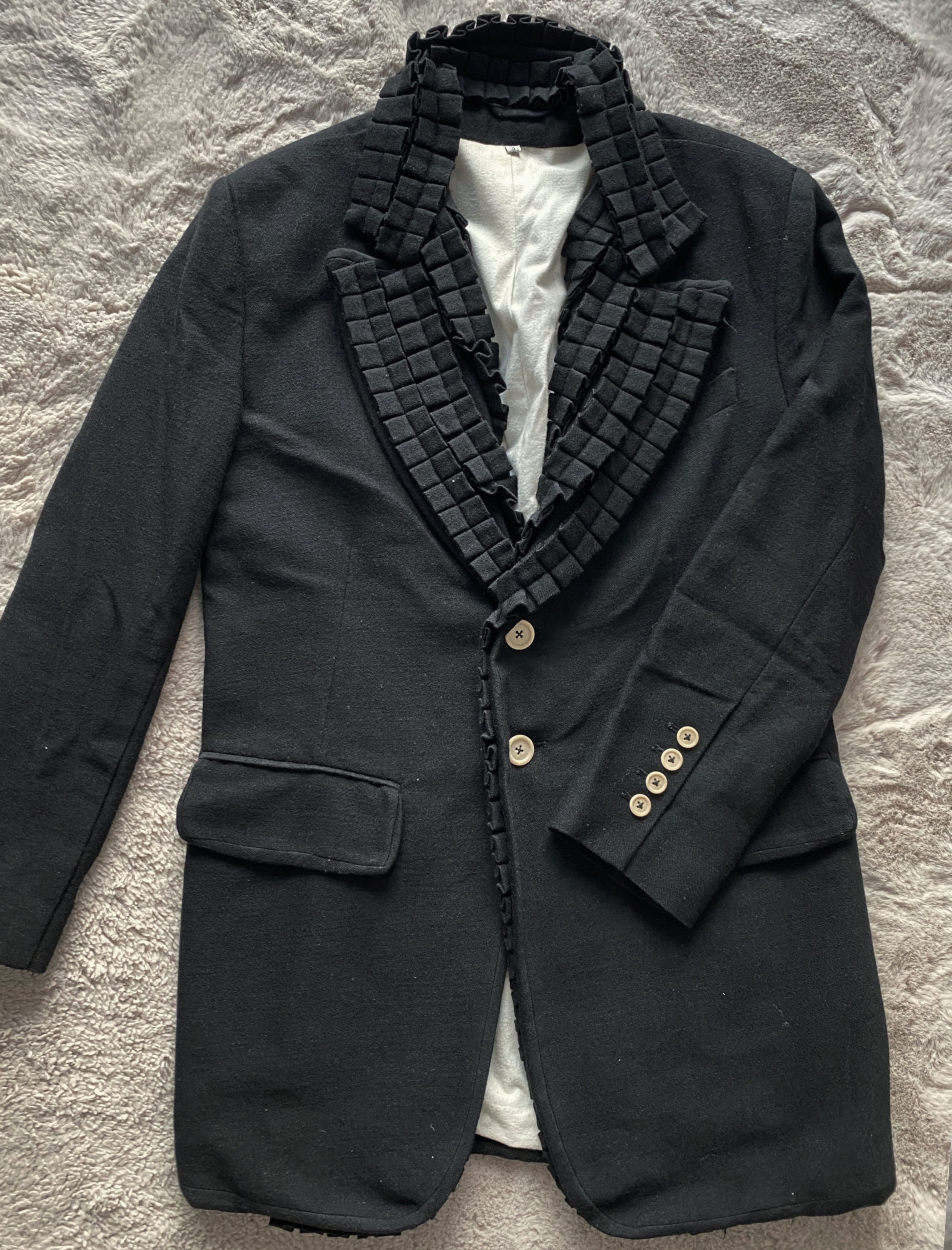 Ann Demeulemeester Waffle Lapel Wool Blazer Sz Small Size 46R - 1 Thumbnail