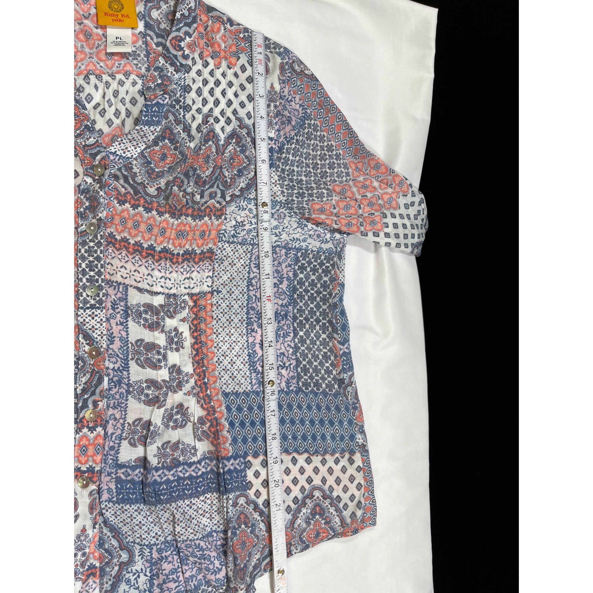 Designer Ruby RD SKU 7730 Womens Boho Chic Patchwork Print Top Blouse Size L / US 10 / IT 46 - 5 Thumbnail