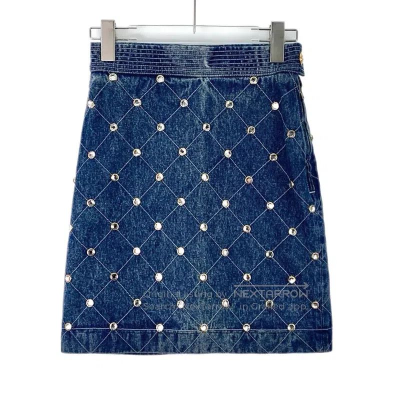 Gucci Gucci Blue washed old diamond cotton casual denim skirt Size 24" / US 00 / IT 34 - 1 Thumbnail