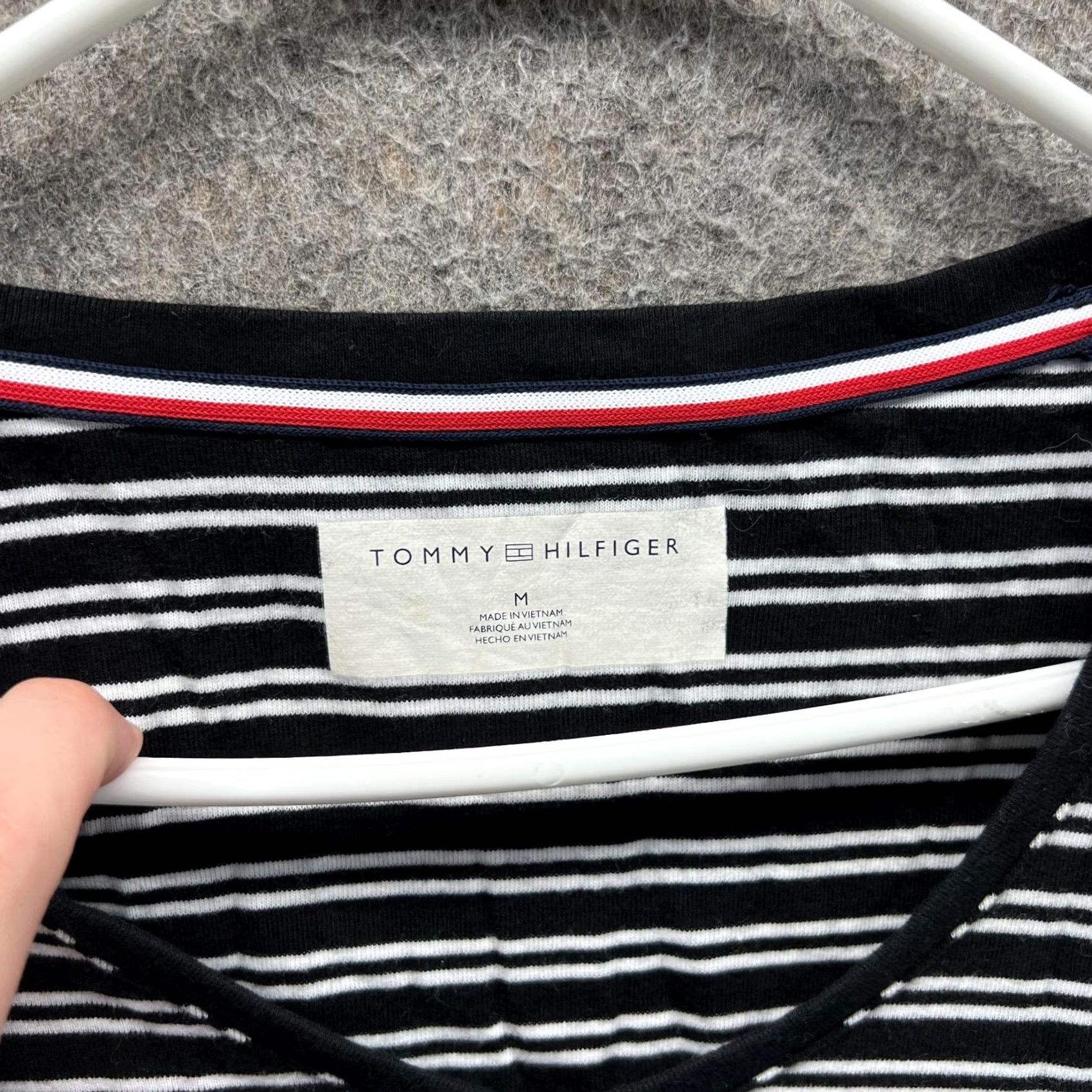 Tommy Hilfiger Tommy Hilfiger Dress Womens Medium Black White Striped V-Neck Stretch Pencil Dress Short Sleeve Pullover Casual Knee Length Vintage No Size M / US 6-8 / IT 42-44 - 6 Thumbnail