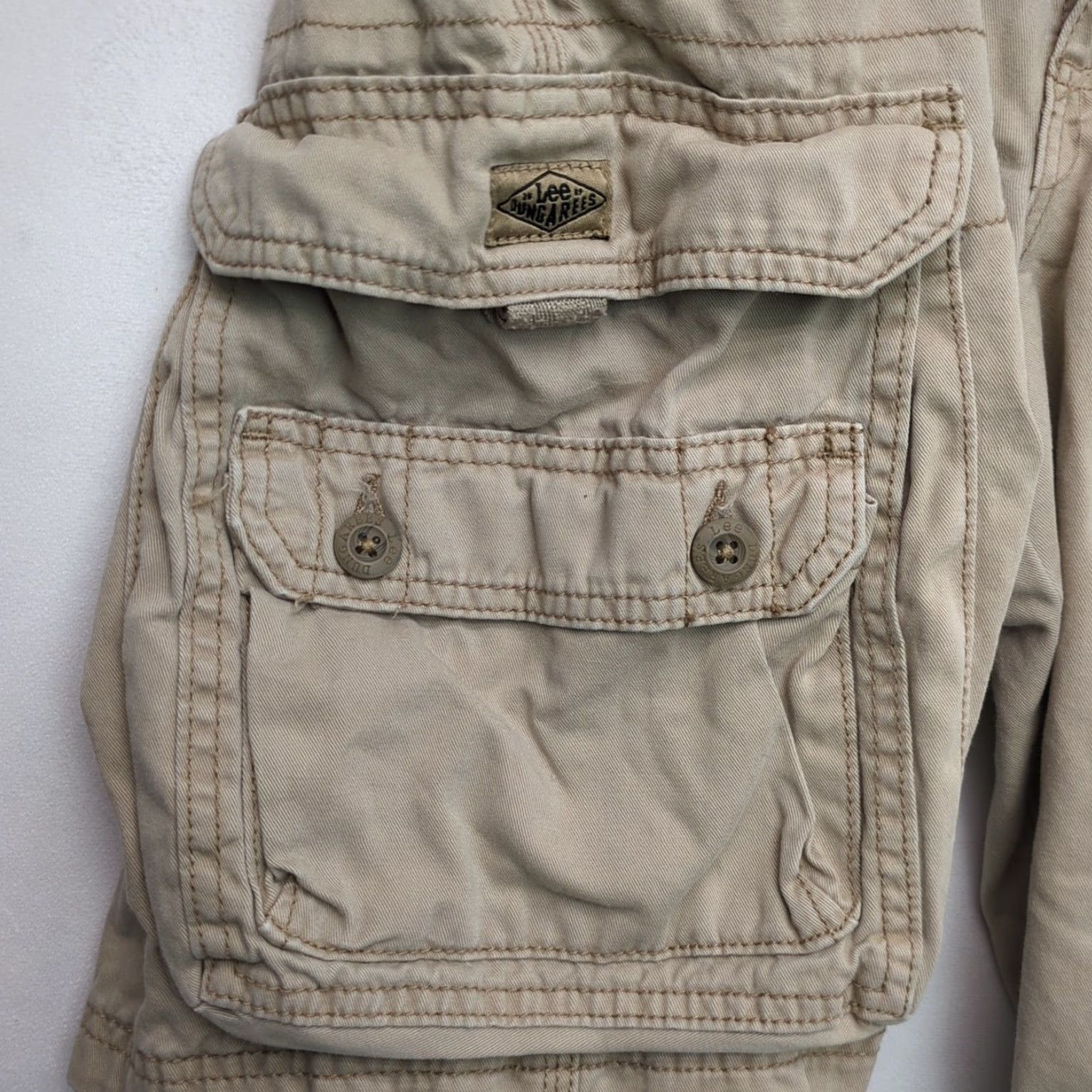 Lee Lee Dungaree Cargo Shorts Size 36 Heavy Cotton Beige Cargo Short Mens Regular Pocket Pockets Beige 100% Cotton Vintage No Size US 36 / EU 52 - 5 Thumbnail
