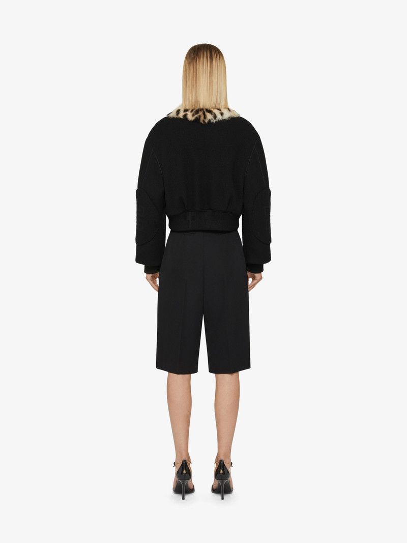 Givenchy o1w1db10326 Cheetah Collar Wide Sleeves Jacket in Black Size L / US 10 / IT 46 - 4 Thumbnail