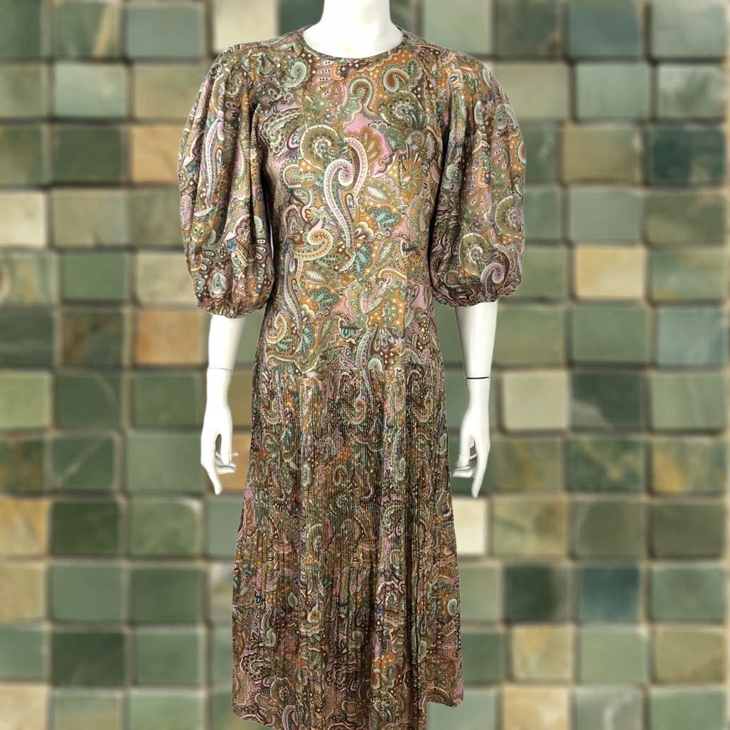 Vintage VINTAGE Current Air XS Paisley BOHO Festival Bishop Sleeve Ruffled 49 Inch Dress MINT Size XS / US 0-2 / IT 36-38 - 1 Thumbnail