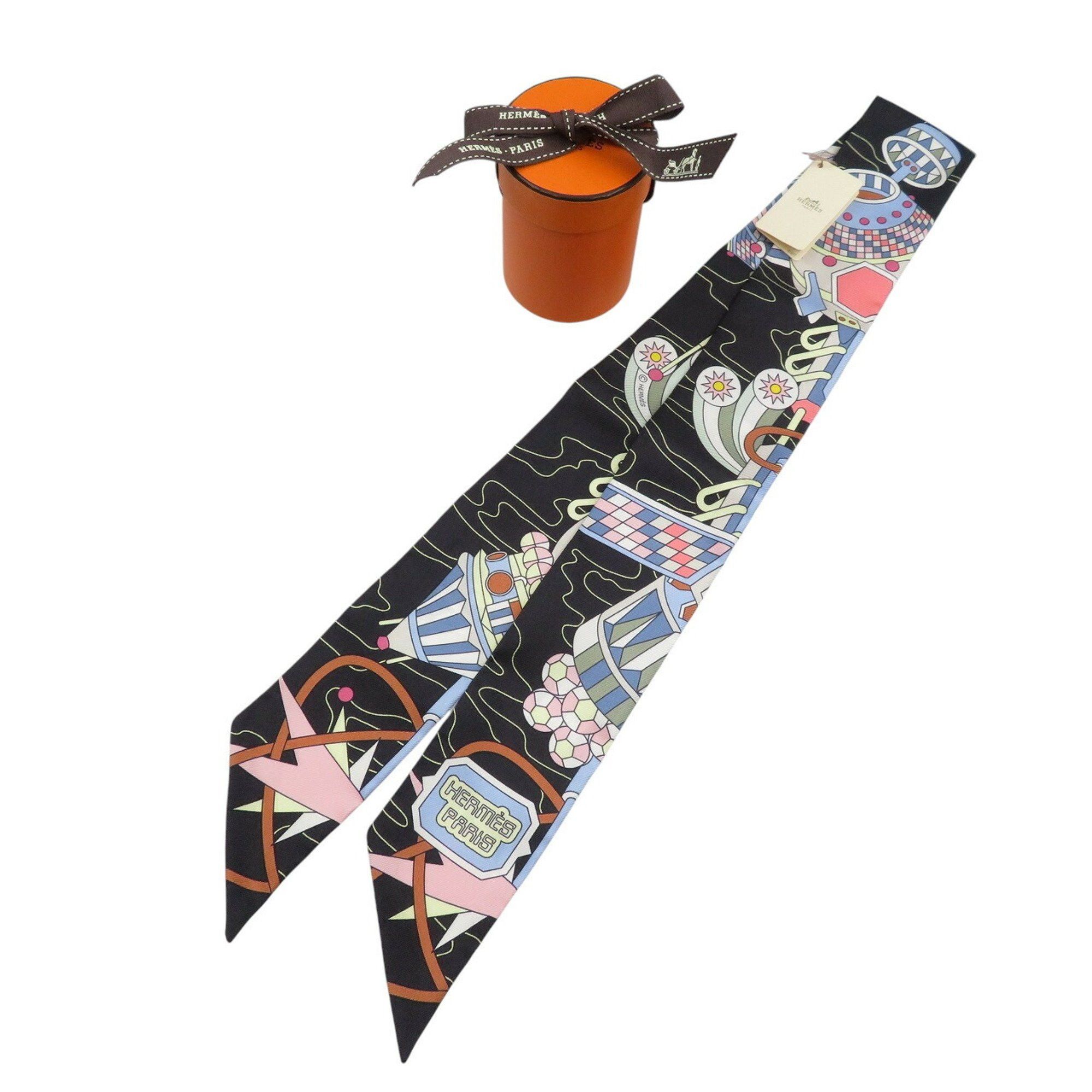 Hermes Twilly ODYSSEY 2022 Silk Noir Blue Ciel Scarf Muffler