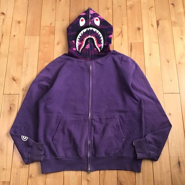 Bape × Nigo 2007 BAPE Purple camo shark full zip hoodie APE NIGO Size US L / EU 52-54 / 3 - 2 Thumbnail