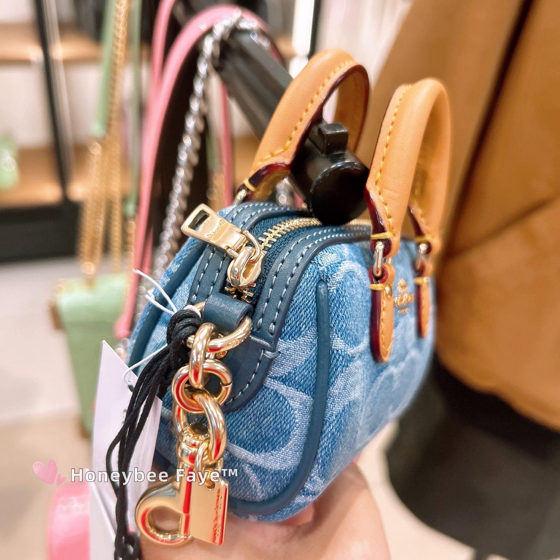 Coach Mini Rowan Bag Charm In Signature Denim CDB20 Size ONE SIZE - 4 Thumbnail