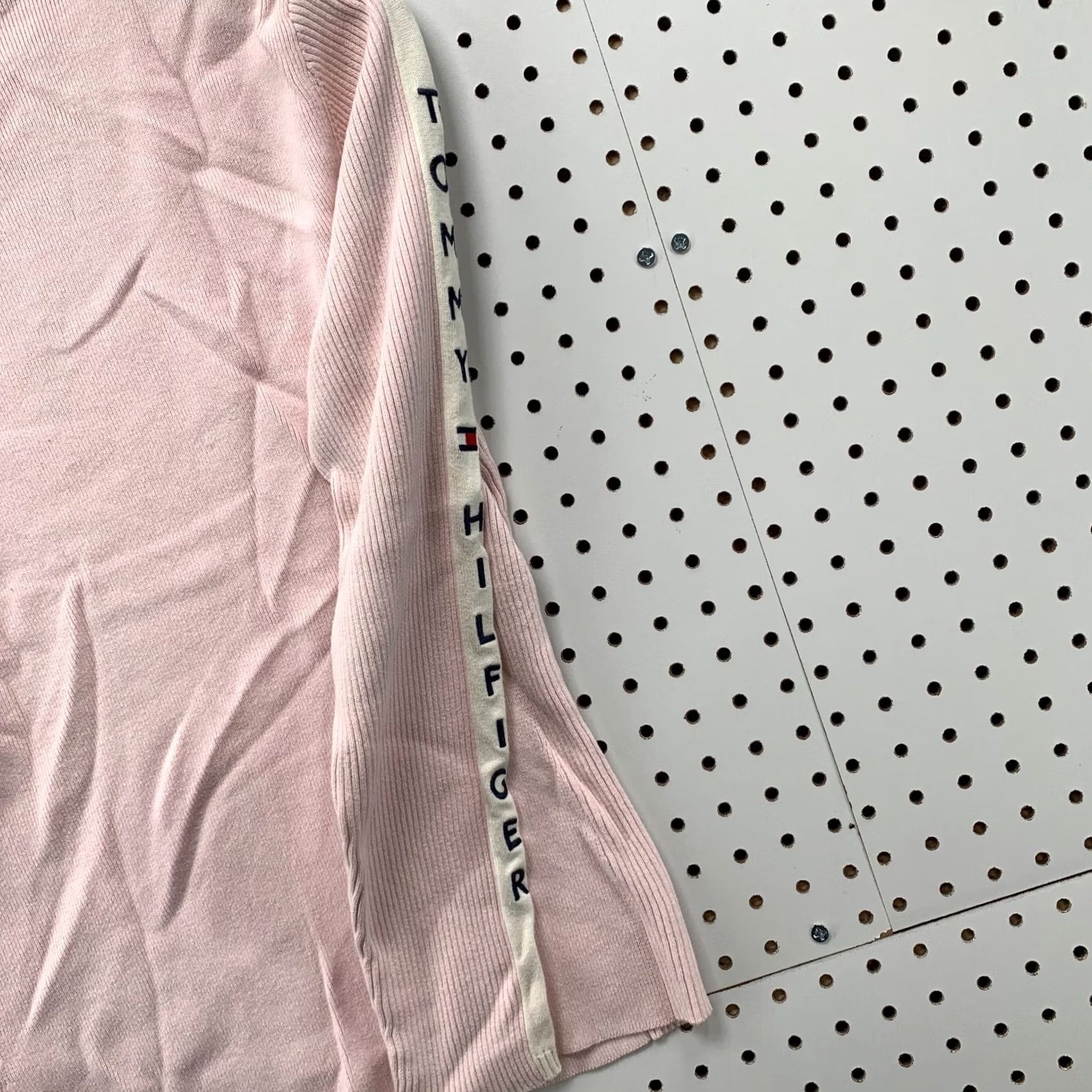 Tommy Hilfiger Tommy Hilfiger 1/4 Zip Pullover Sweater Womens Large Spell Out Long Sleeve Pink 18x24 Mens/Womens Size L / US 10 / IT 46 - 2 Thumbnail