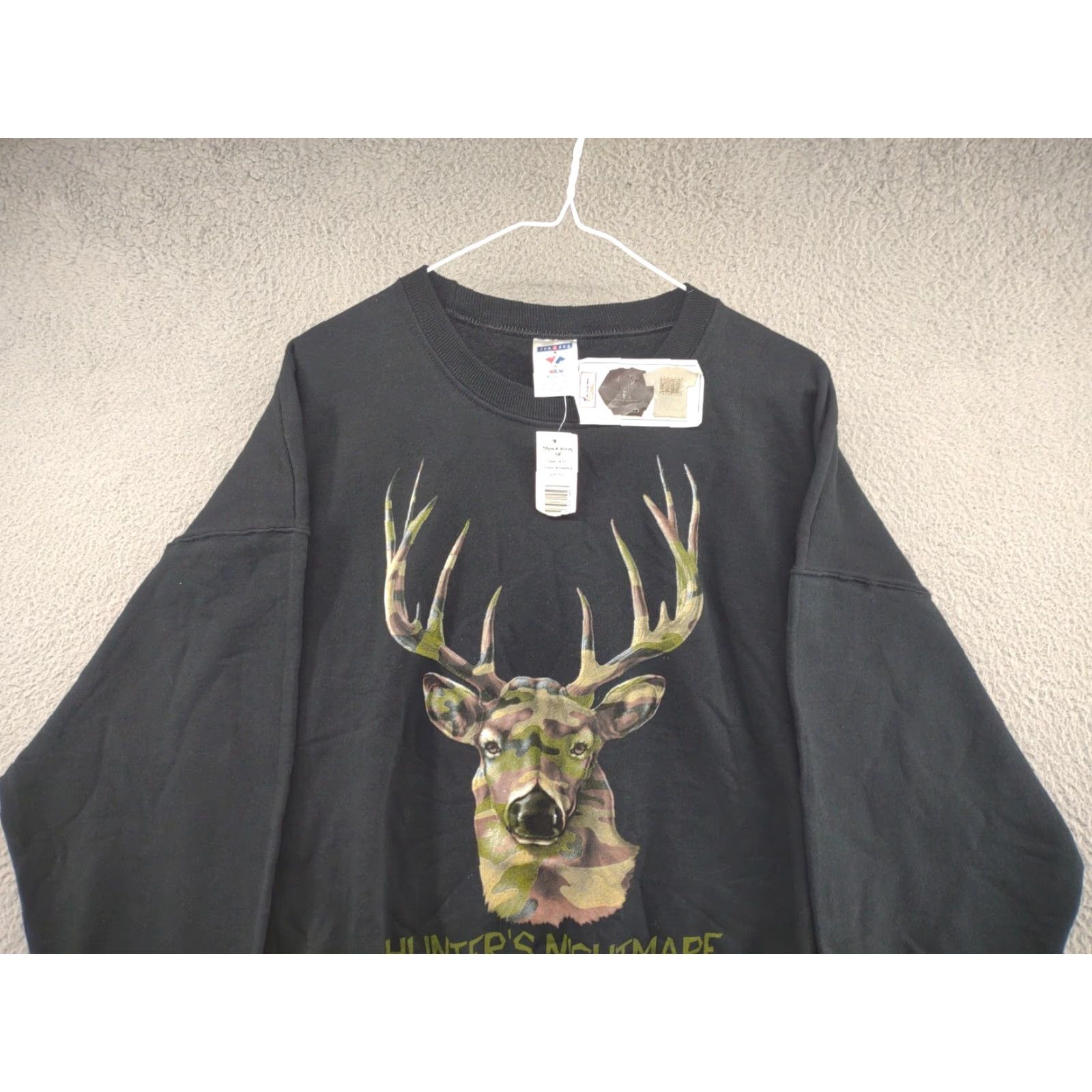 Jerzees HUNTER’S NIGHTMARE American Traditions Camo Sweatshirt Men’s XL Black Deer Hunting Pullover Jerzees Sweatshirt Mens XL Black Camouflage Hunting 90s Size US XL / EU 56 / 4 - 5 Thumbnail
