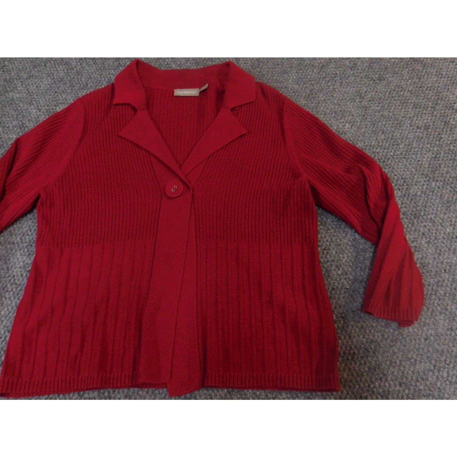 Croft & Barrow Croft & Barrow Womens Cardigan Sweater Medium Red Knit Mock Neck Zip Long Sleeve Cable-Knit Size M / US 6-8 / IT 42-44 - 2 Thumbnail