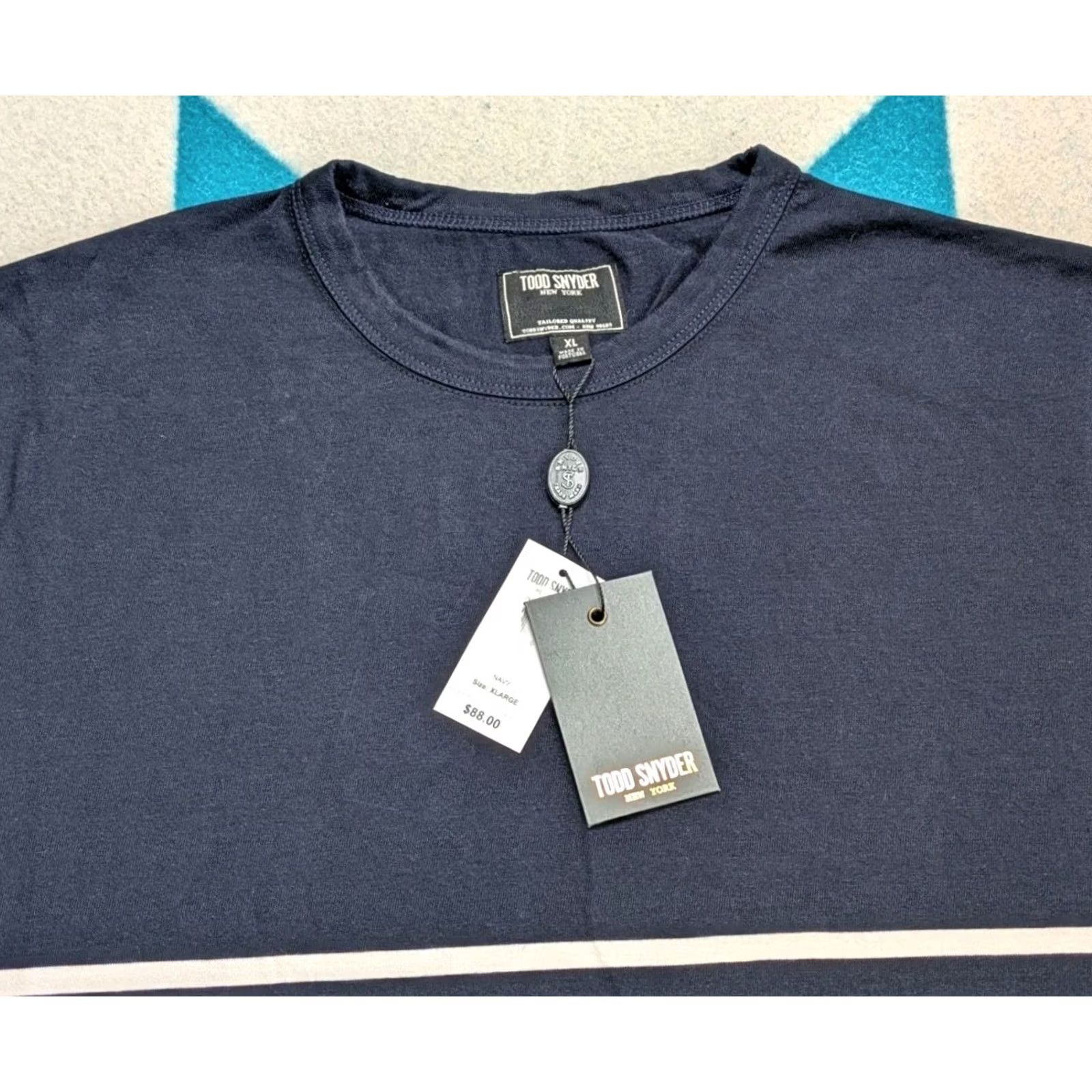 Todd Snyder Todd Snyder T Shirt Blue XL Designer Stripe Short Sleeve New York NWT Size US XL / EU 56 / 4 - 2 Thumbnail