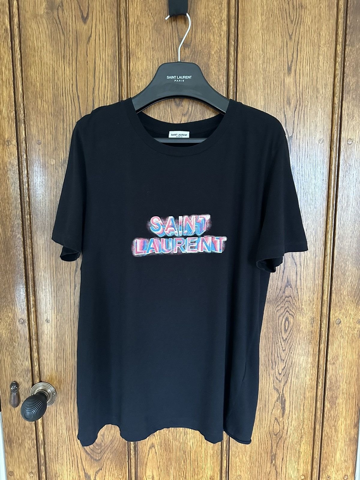 Saint Laurent Paris Saint Laurent neon logo black t shirt Size US S / EU 44-46 / 1 - 1 Thumbnail
