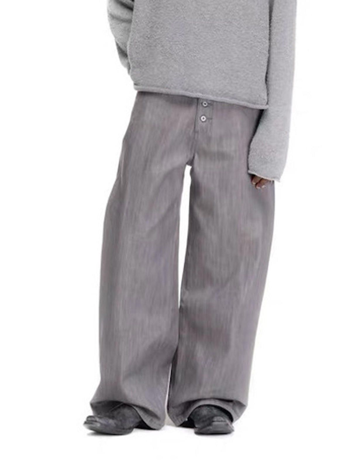 Other Washed Grey Extreme Wide-Leg Button-Fly Denim | Raw Size US 32 / EU 48 - 3 Thumbnail