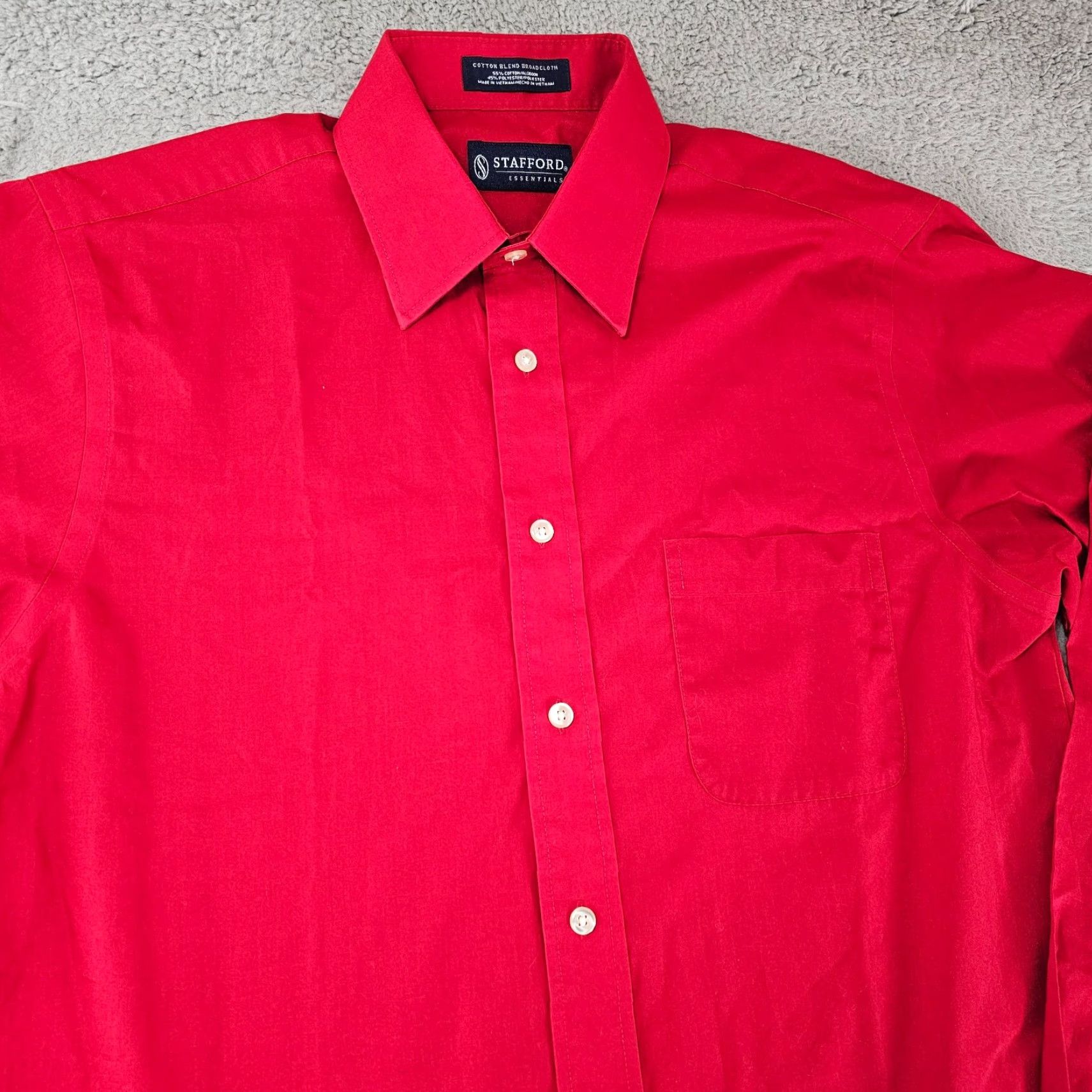 Stafford Stafford Dress Shirt Mens 15.5 34/35 Regular Red Cotton Blend Knit? Size 42R - 2 Thumbnail