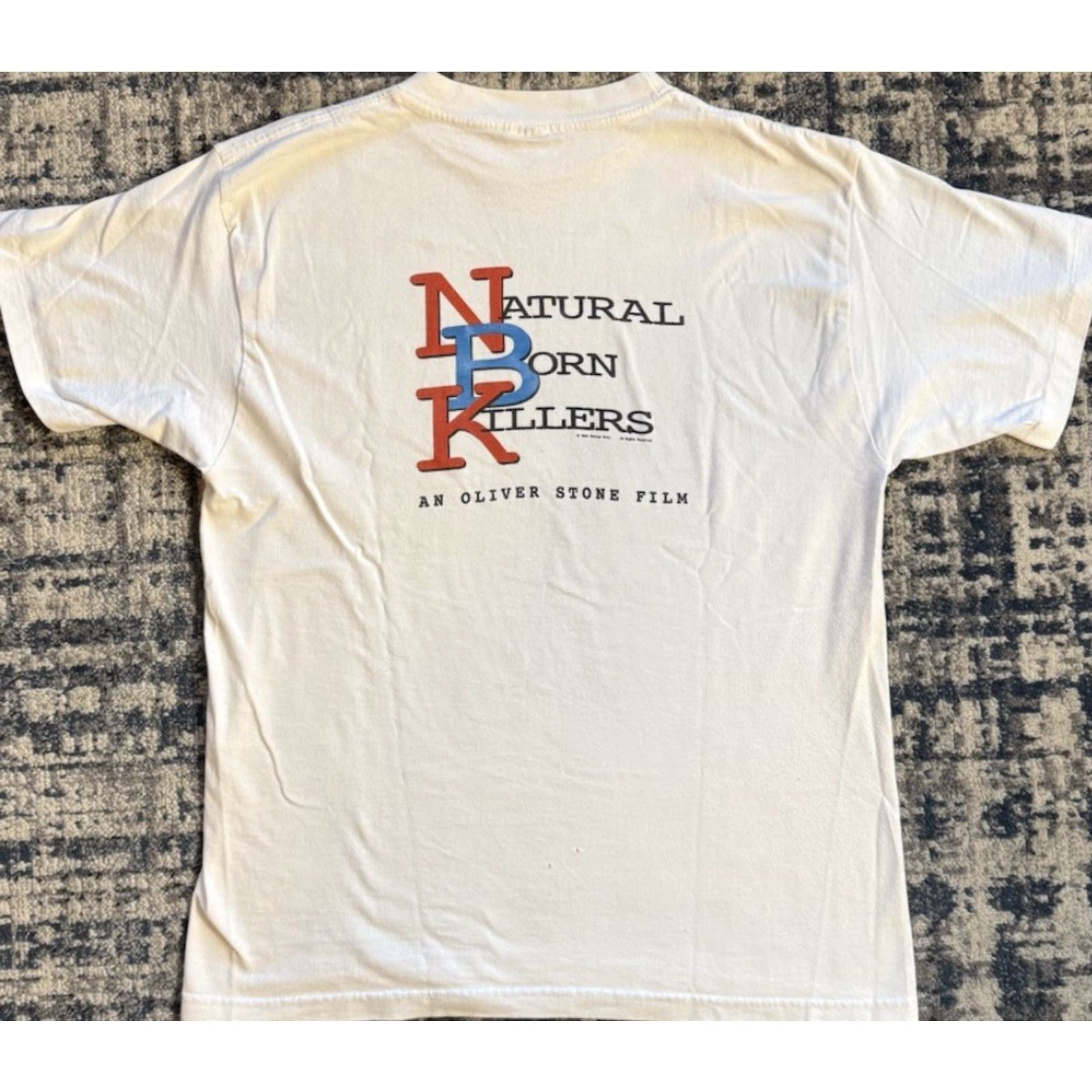 Born VINTAGE 1994 Natural Born Killer Mickey And Mallory T Shirt L White Cotton Murina 90s Band Hip Hop Metal Movie Punk Rock Double-Sided Mens Size US L / EU 52-54 / 3 - 5 Thumbnail