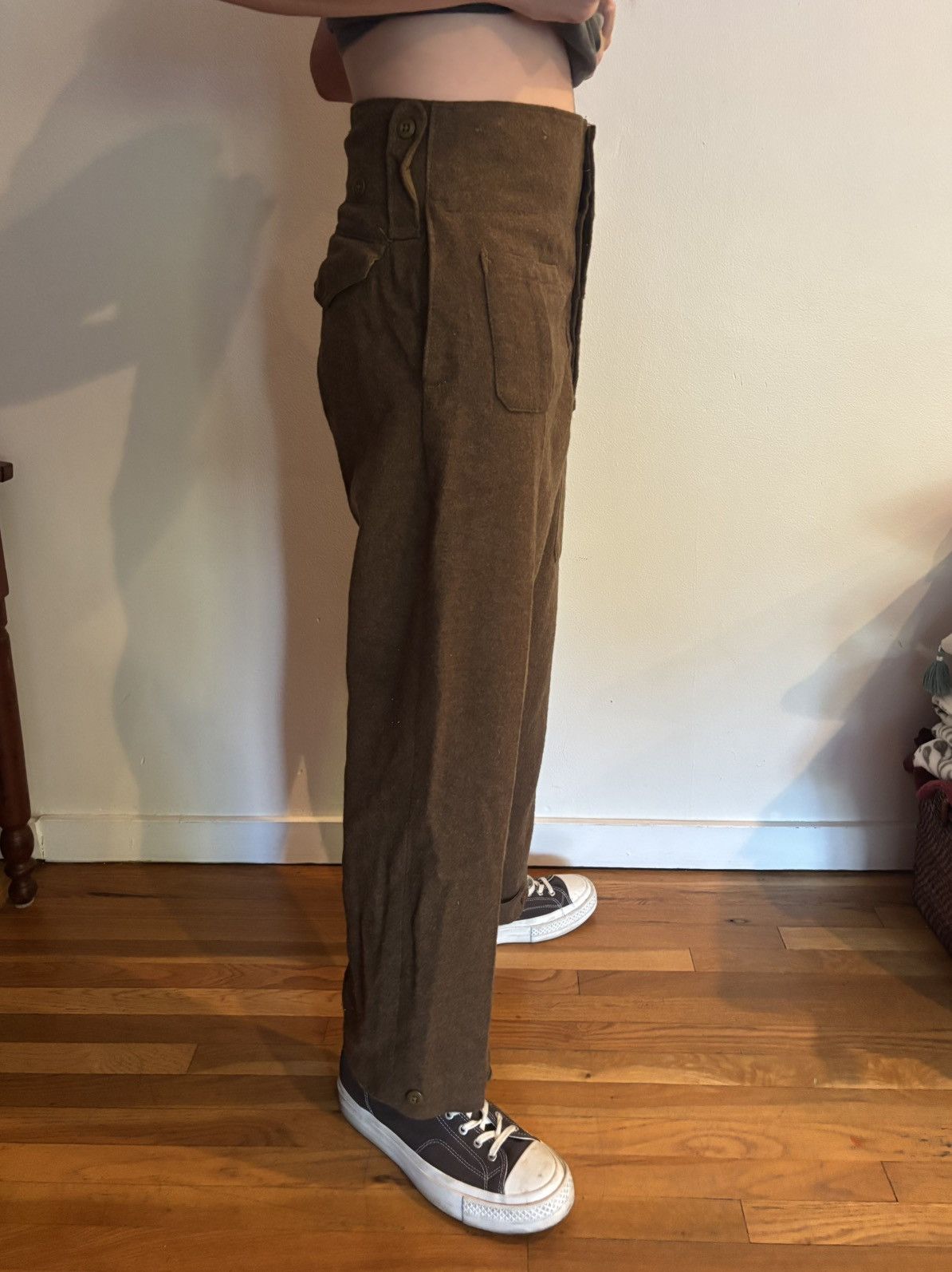 Other 1950s Military Wool Pants Size 30x29 High Waisted and Baggy! Size US 30 / EU 46 - 3 Thumbnail