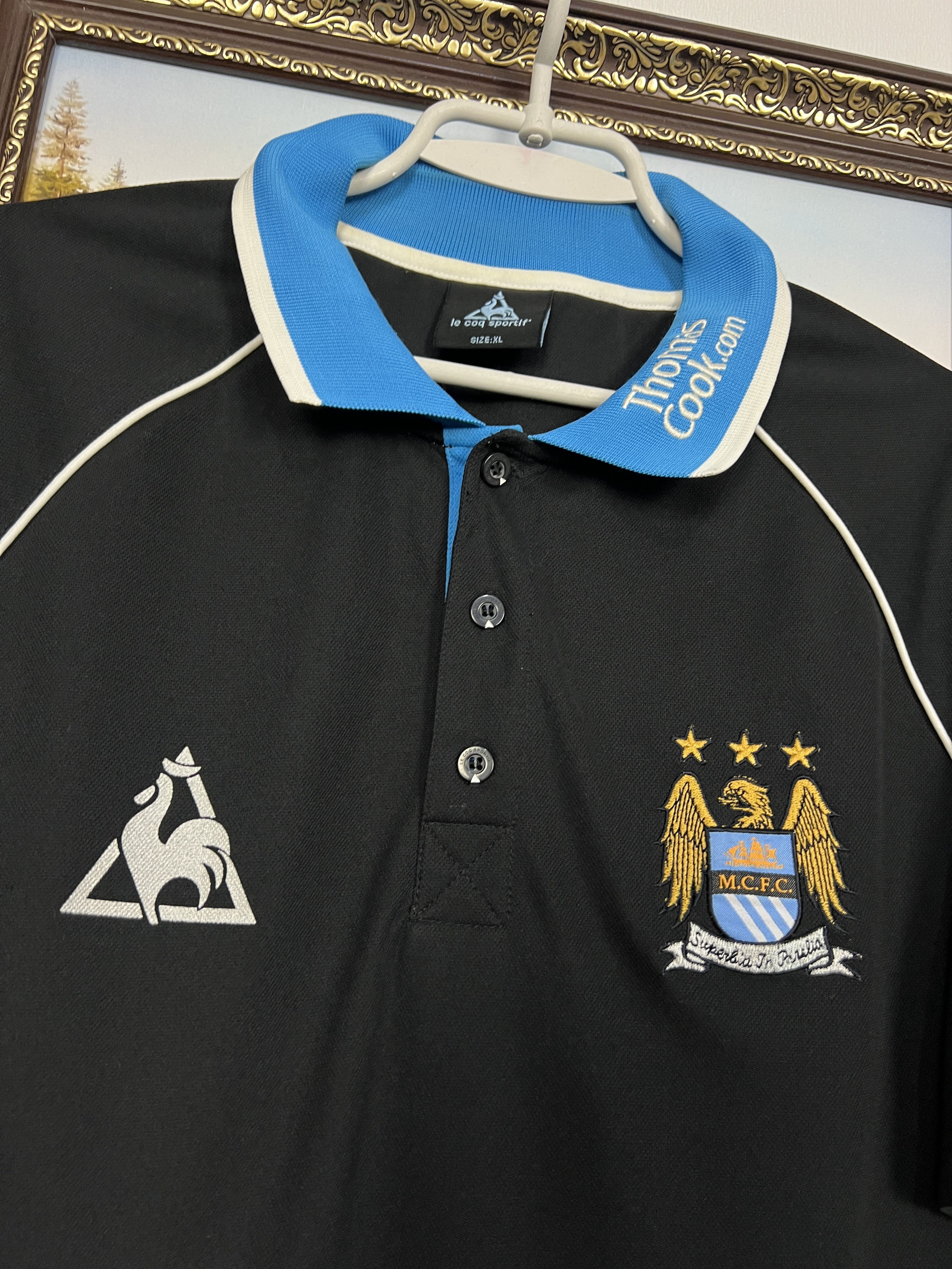 Le Coq Sportif Vintage 2000's Manchester City Football Train Polo Shirt Size US XL / EU 56 / 4 - 3 Thumbnail