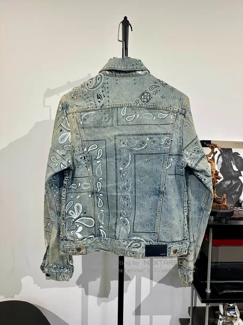 Amiri Amiri Size 50 Denim jacket with paisley wash and distressed Size US M / EU 48-50 / 2 - 2 Thumbnail