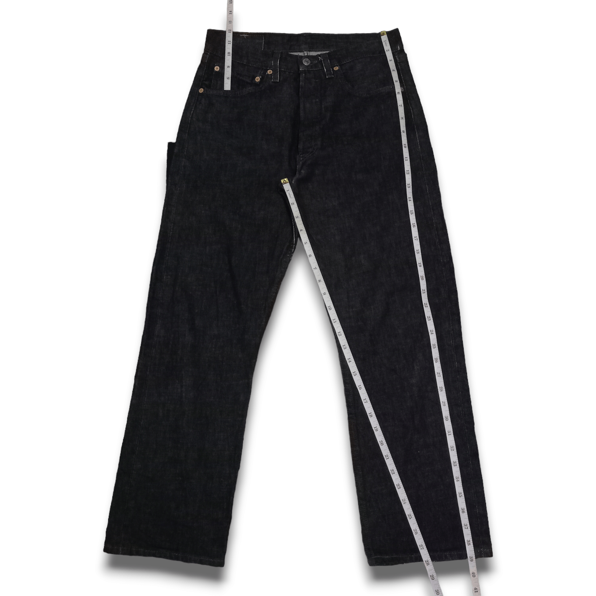 Levi's Vintage 90s LEVIS 501 Black Waxed Denim Loose Jeans 30x28 Size US 30 / EU 46 - 10 Thumbnail