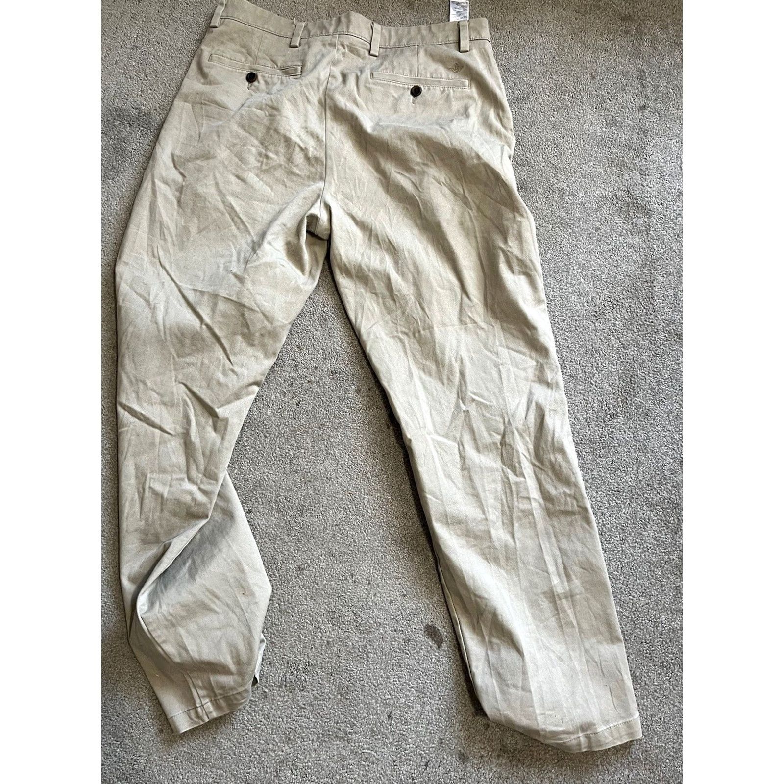 Dockers DOCKERS Chinos Pants Flat Front 36x34 Beige 100% Cotton Classic Fit Men Regular Solid D3 Front Style Chinos Mens Size US 36 / EU 52 - 3 Thumbnail