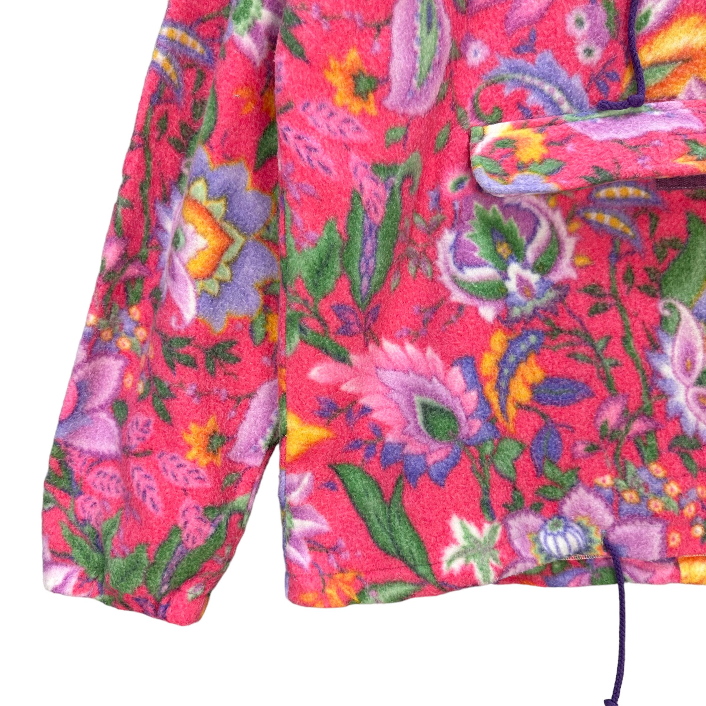 Vintage FLORAL GRAPHIC PULLOVER FLEECE HOODIE #7565-153 Size US M / EU 48-50 / 2 - 5 Thumbnail