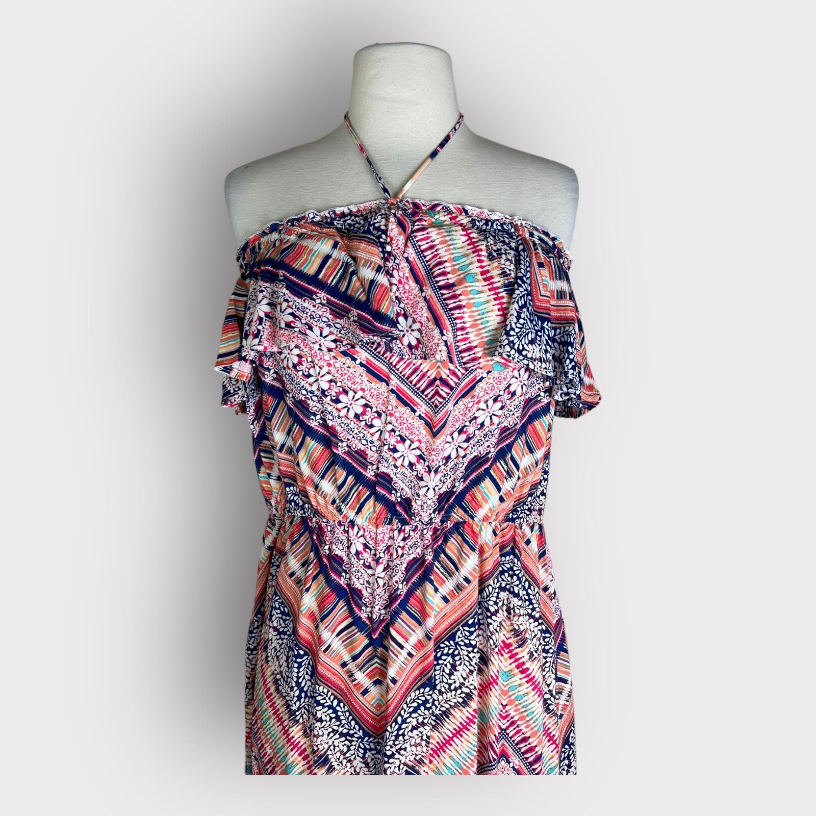 Nordstrom Socialite Printed Tiered Halter Maxi Dress | Large Size L / US 10 / IT 46 - 3 Thumbnail