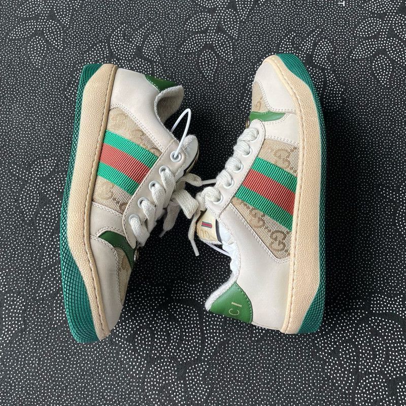 Gucci Gucci Screener Leather Kids' Sneakers in Green - Size US 5 / EU 37 - 8 Thumbnail
