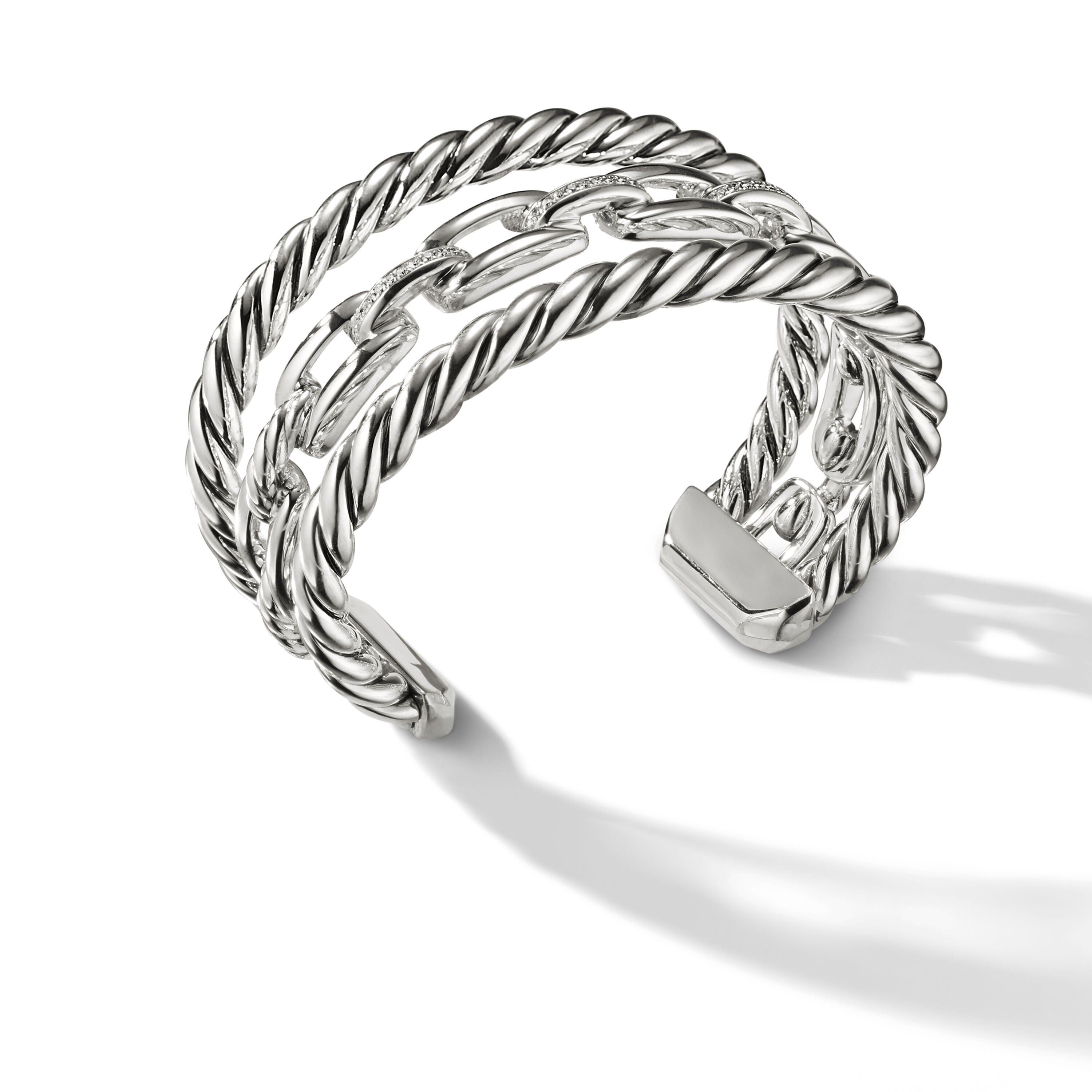 David Yurman o1w1db10526 B13680D Size:L/ Three-Row Cuff in Silver Size ONE SIZE - 3 Thumbnail